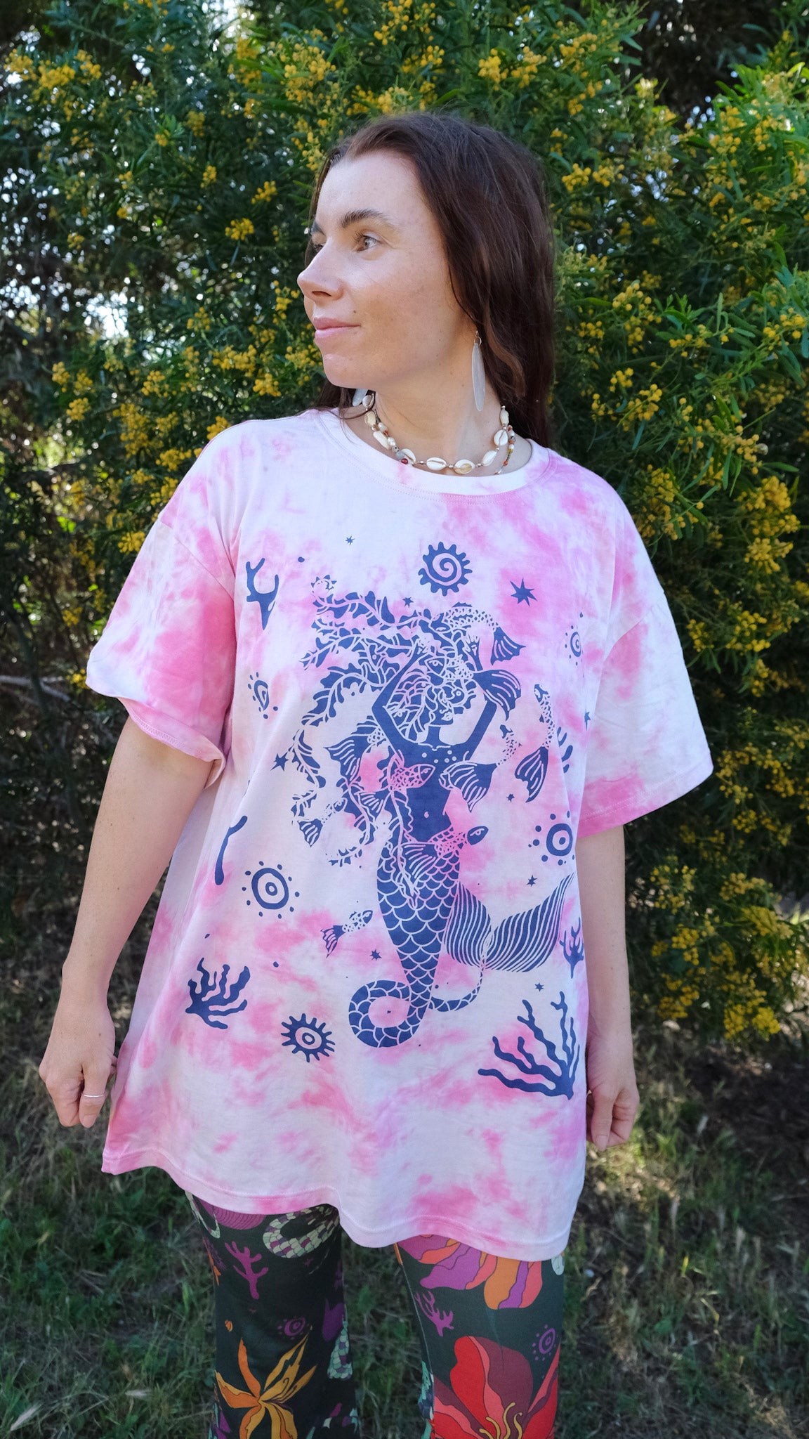 The Blue Mermaid T-shirt - Tie Dye Pink