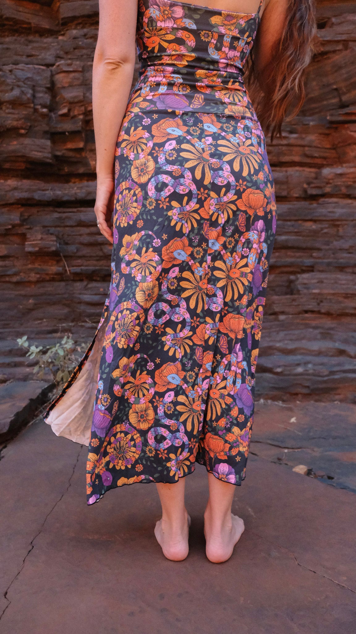 Black Snakes and Blooms - Split Skirt