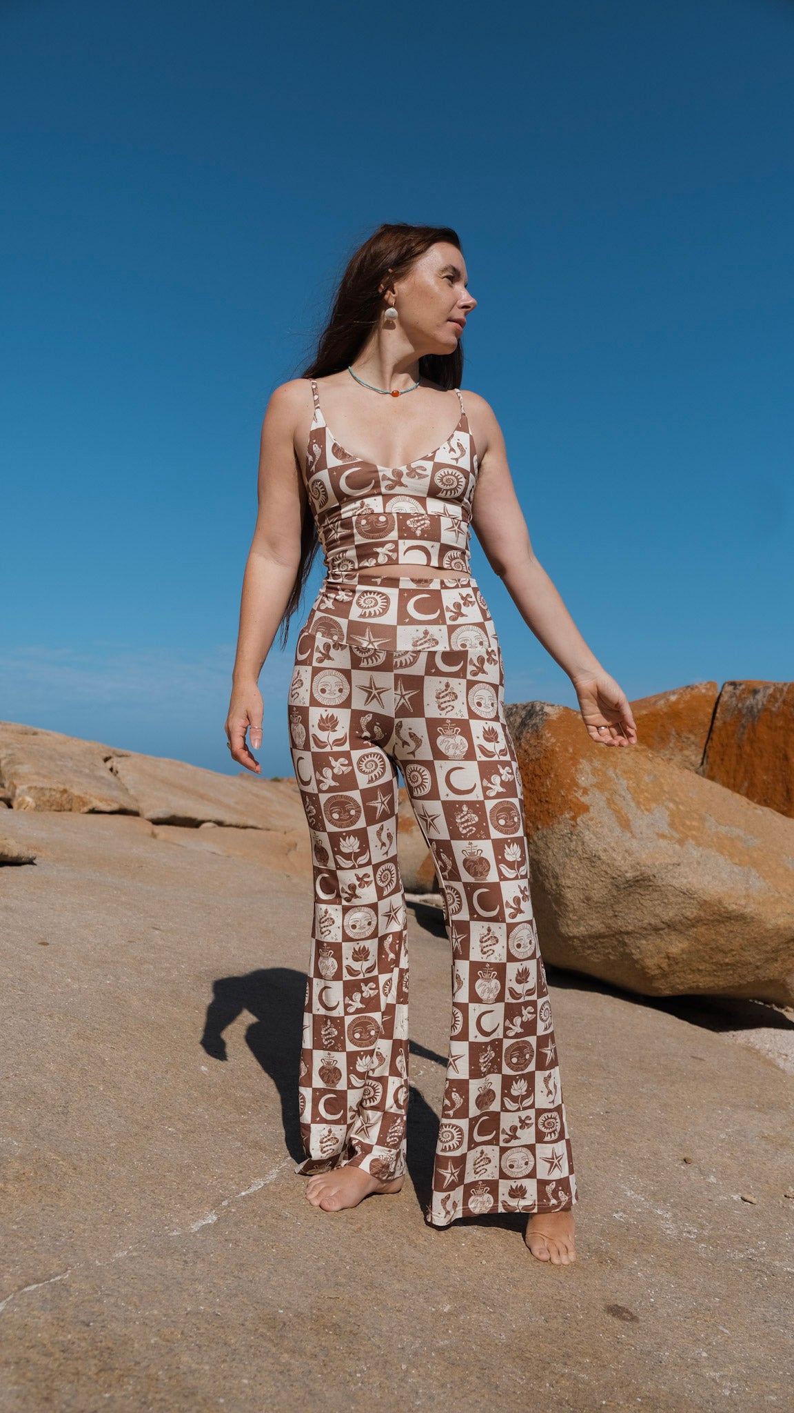 Long Flares - Chocolate Brown Mosaic