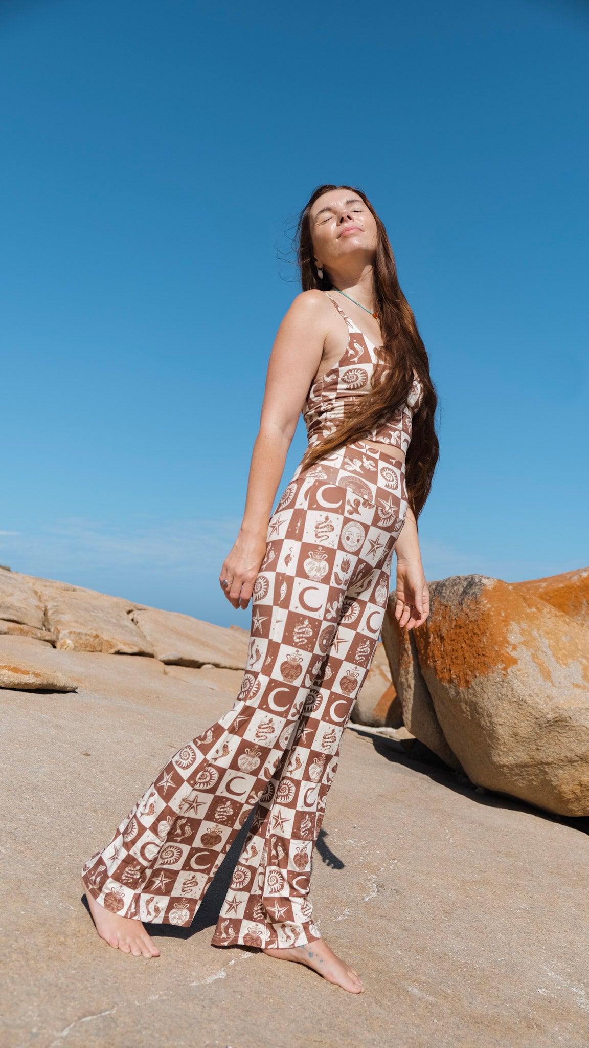 Long Flares - Chocolate Brown Mosaic