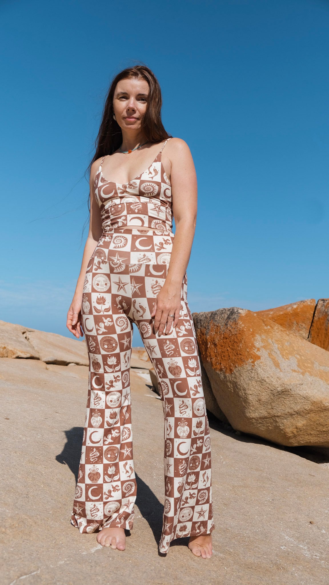Long Flares - Chocolate Brown Mosaic