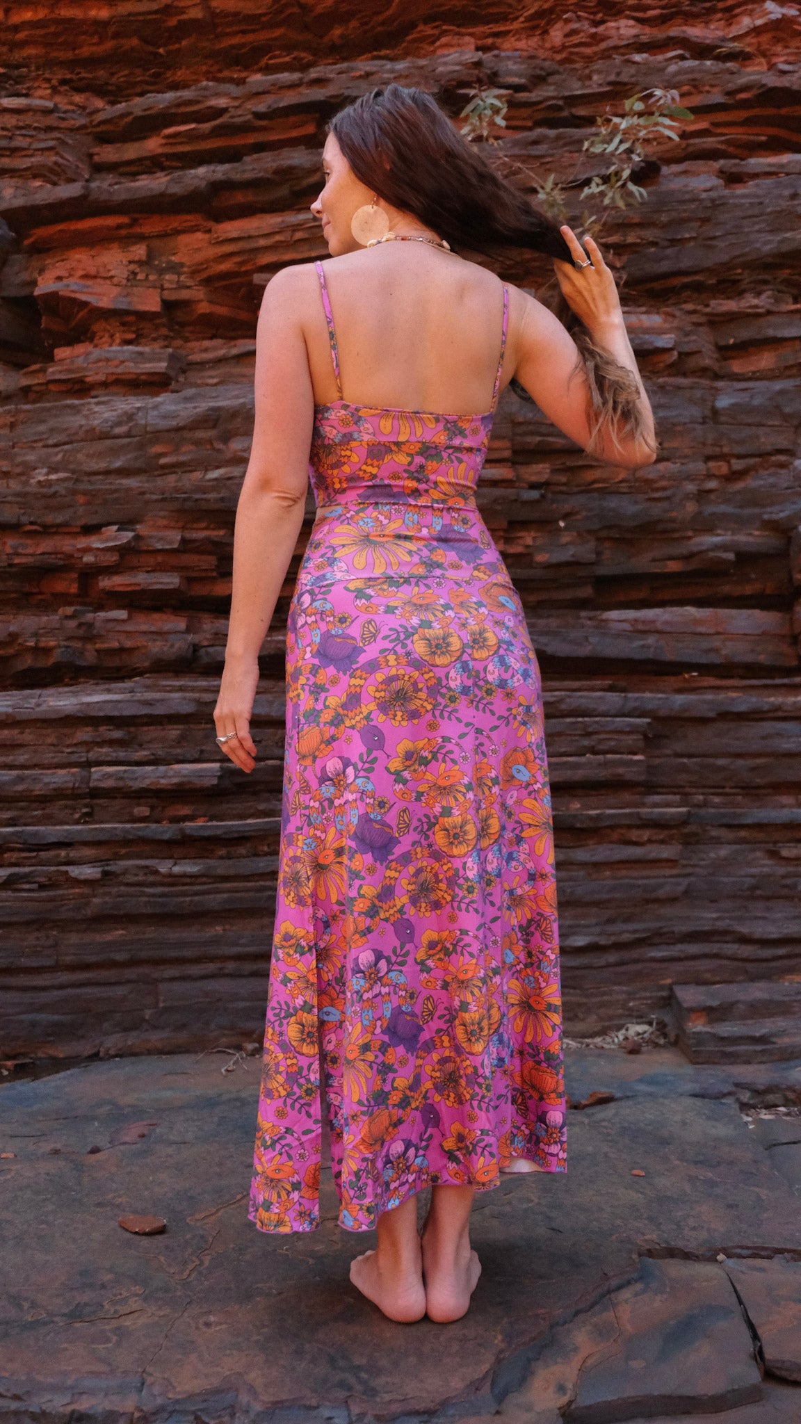 Fuchsia Snakes and Blooms - Split Skirt