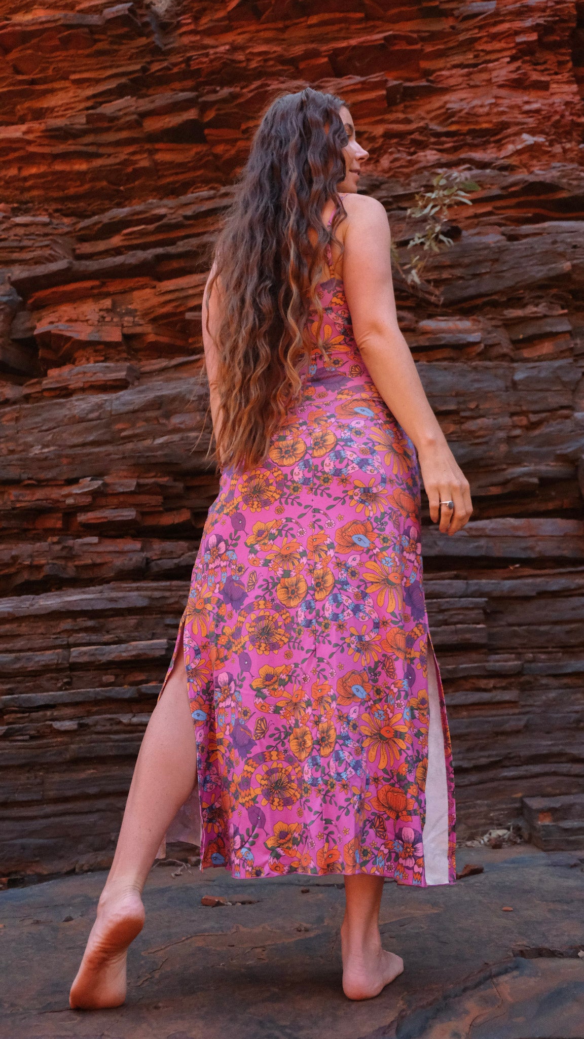 Fuchsia Snakes and Blooms - Split Skirt