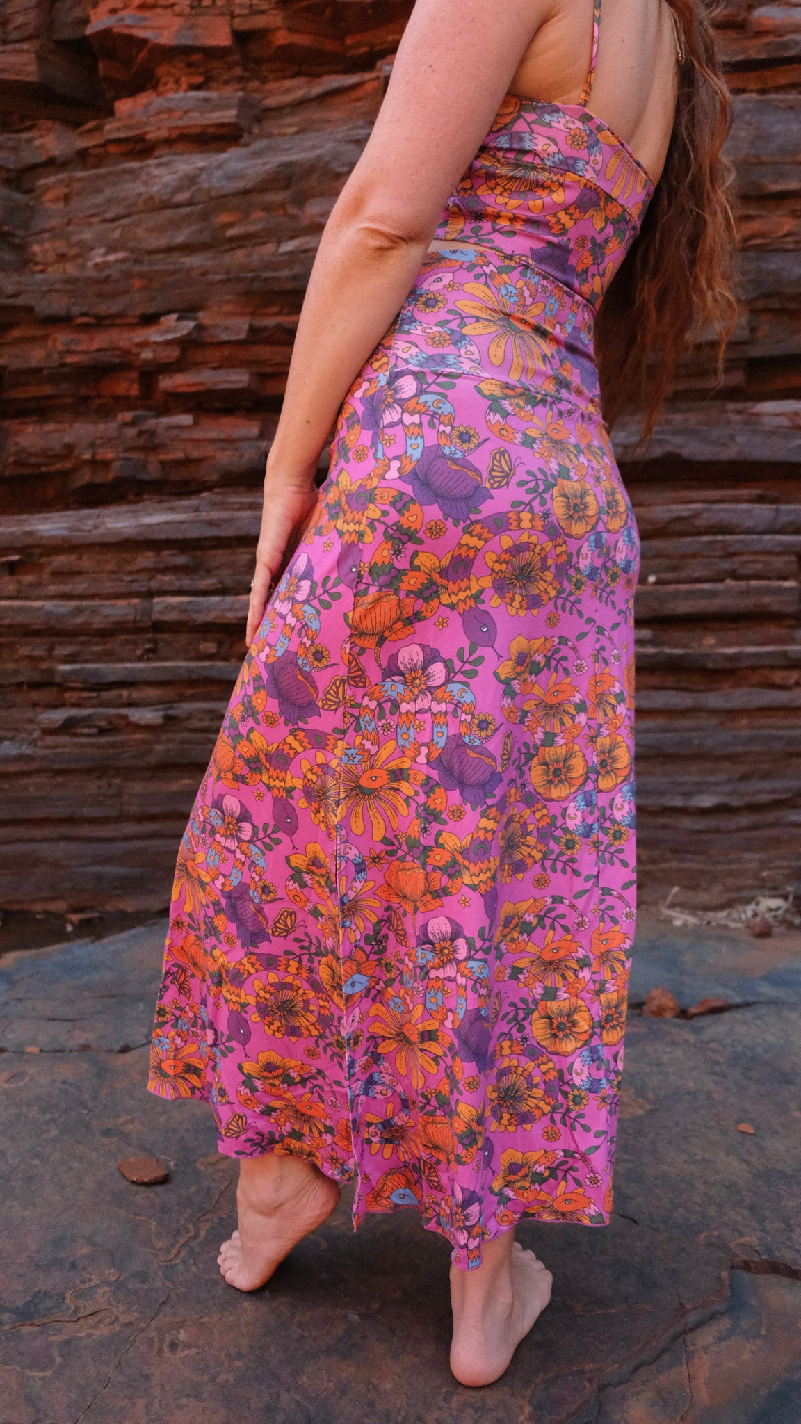 Fuchsia Snakes and Blooms - Split Skirt