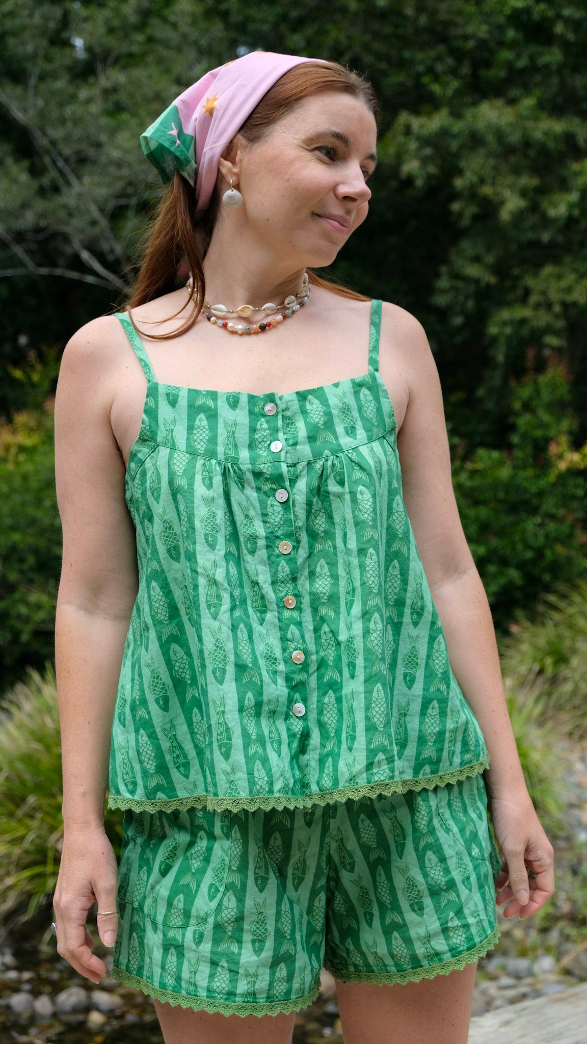 Culottes - Green Fish Stripe