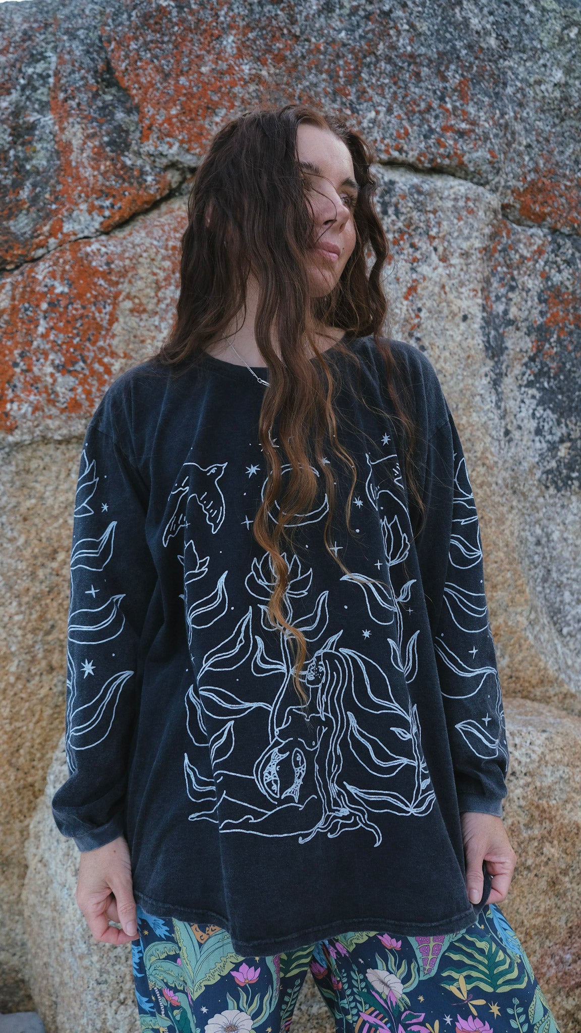 Guardians Long Sleeve T-shirt - Black Stonewash