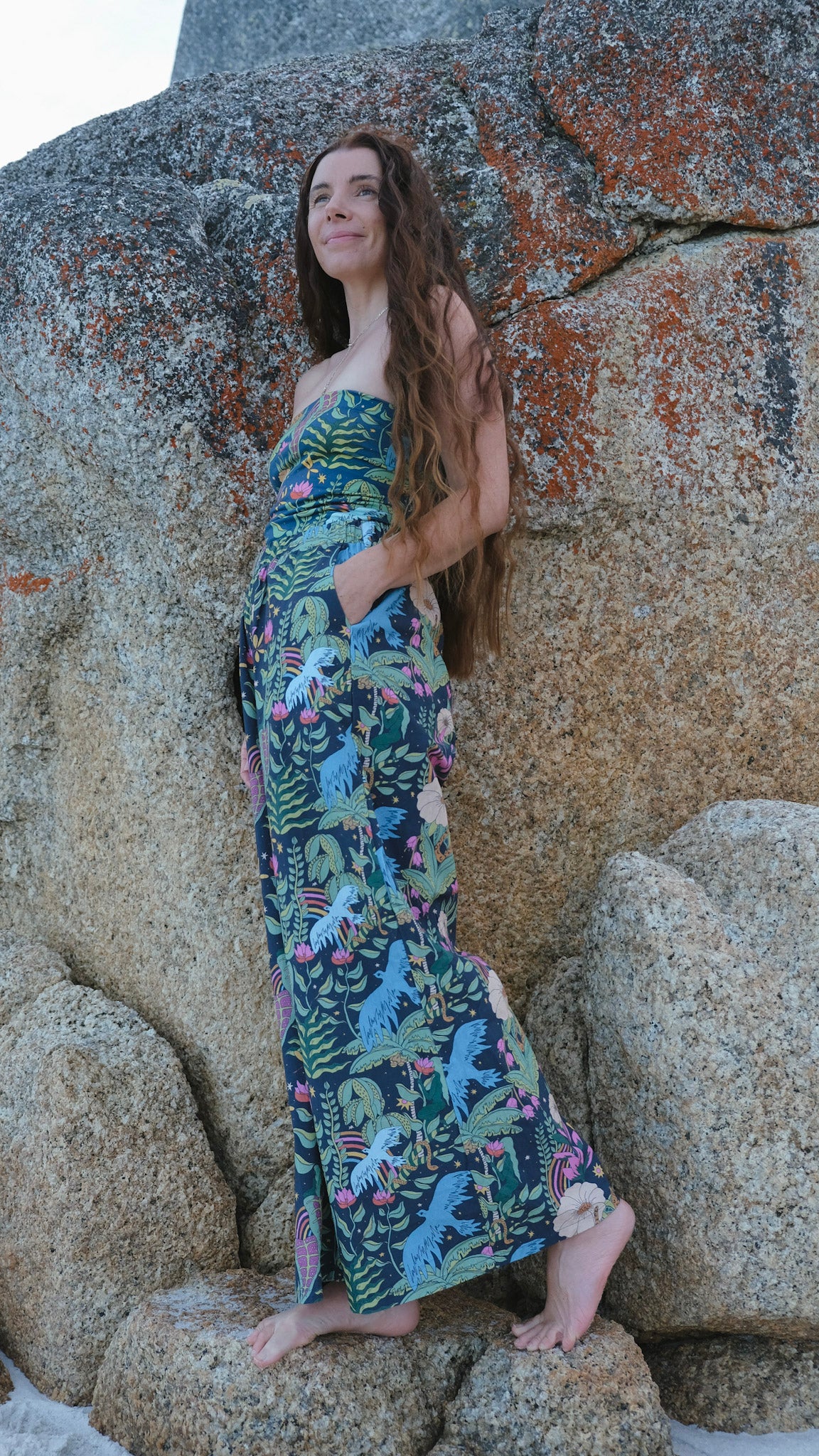 Wide Leg Palazzo Pants - Night Jungle