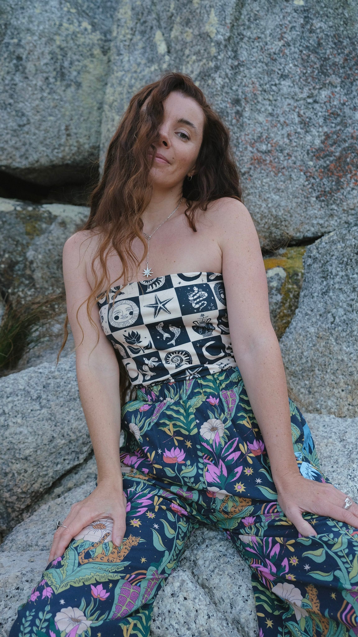 Wide Leg Palazzo Pants - Night Jungle