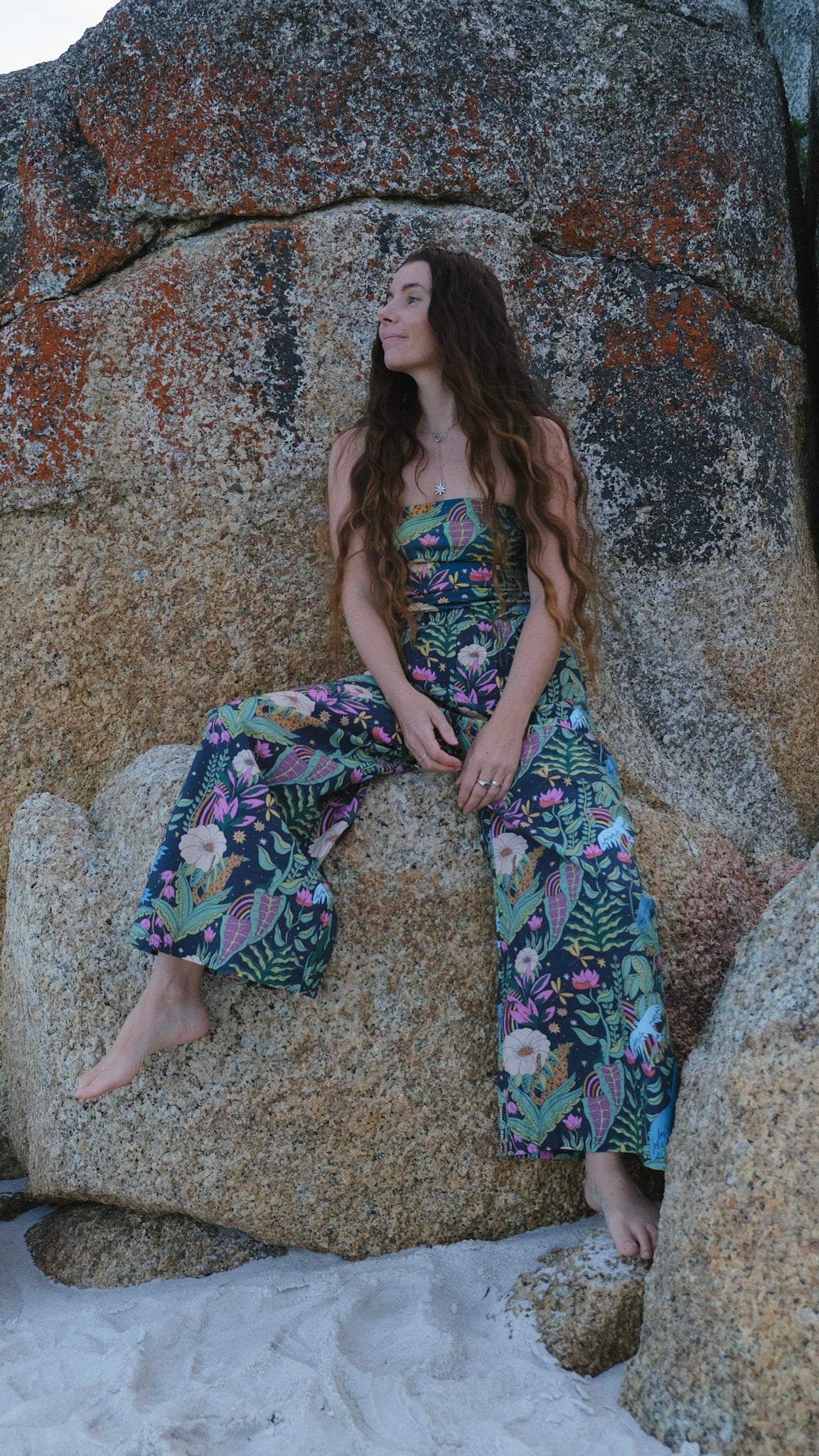Wide Leg Palazzo Pants - Night Jungle