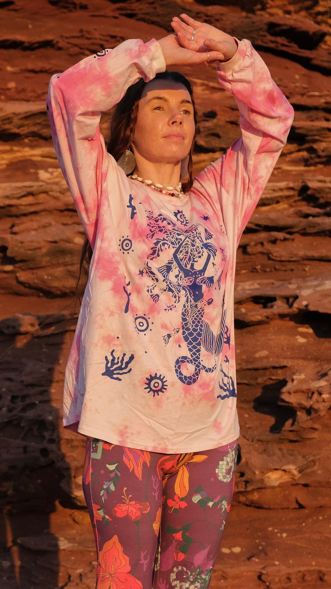 Celtic Mermaid Long Sleeve T-shirt - Pink Tie Dye – Moonface Clothing