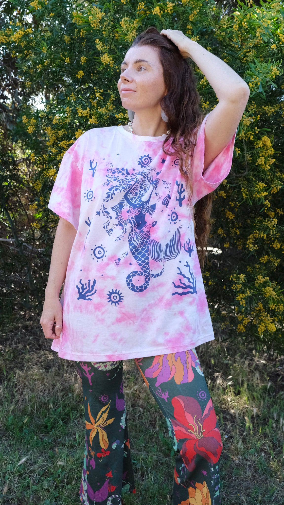 The Blue Mermaid T-shirt - Tie Dye Pink