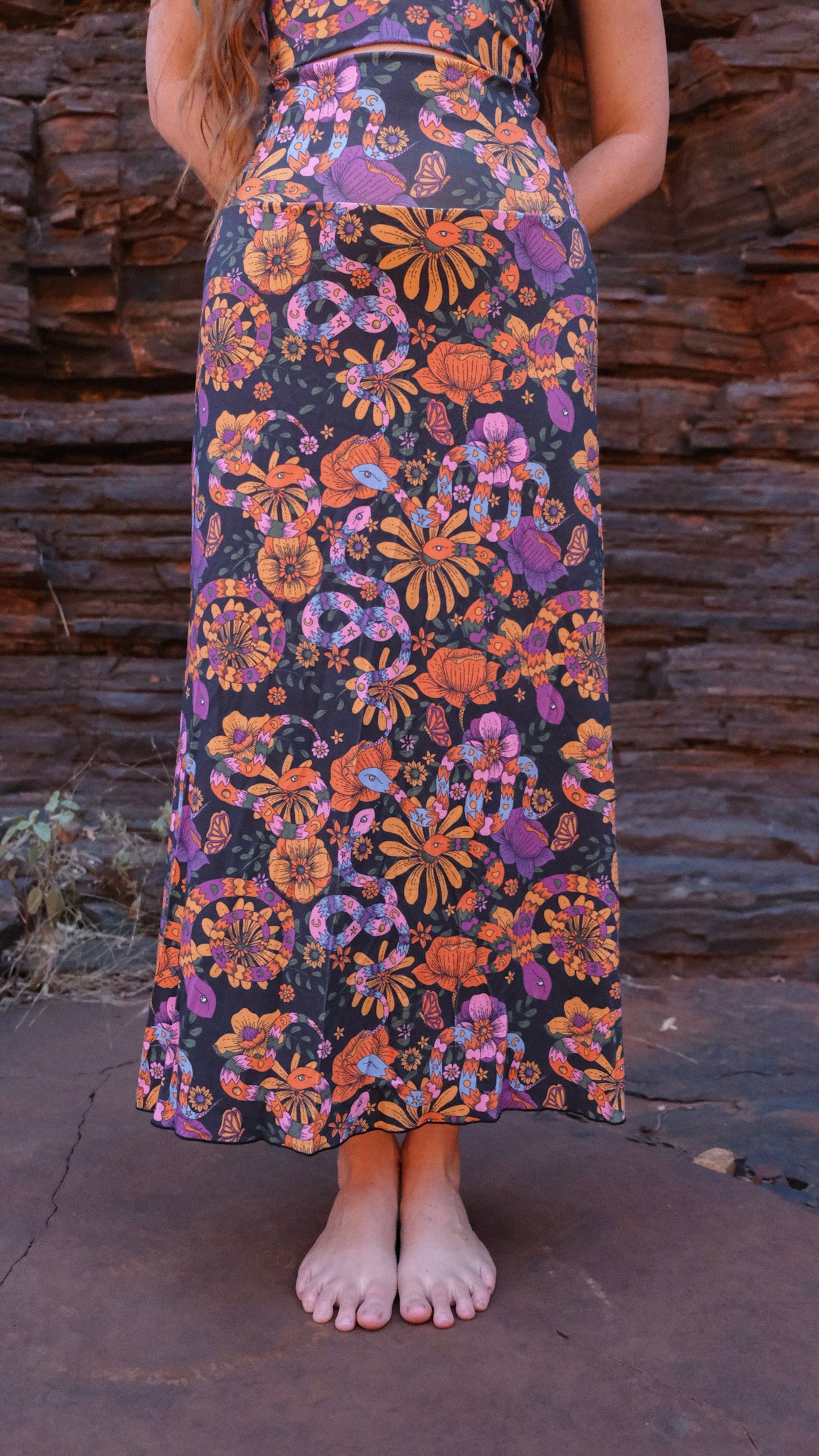 Black Snakes and Blooms - Split Skirt