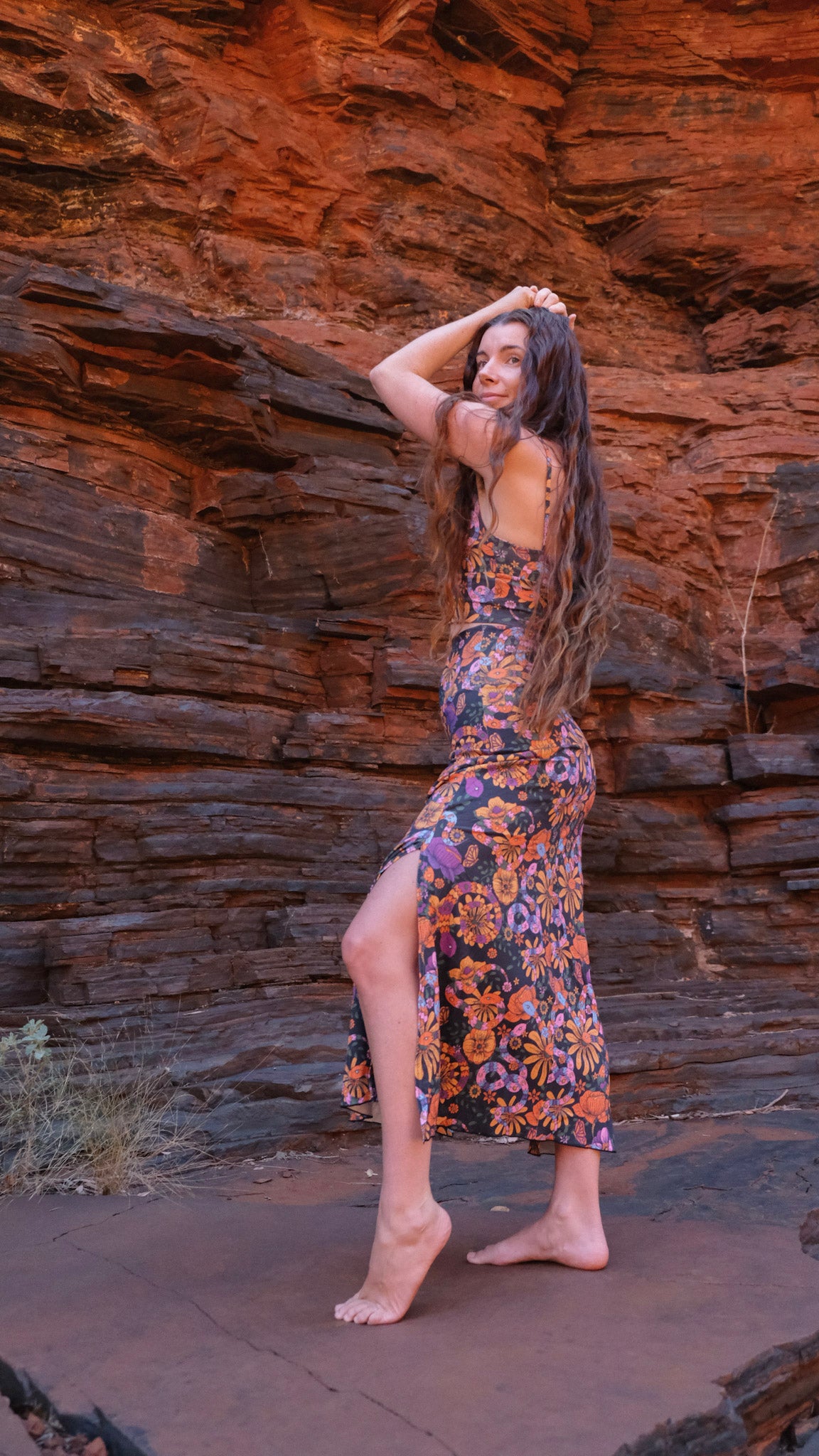 Black Snakes and Blooms - Split Skirt