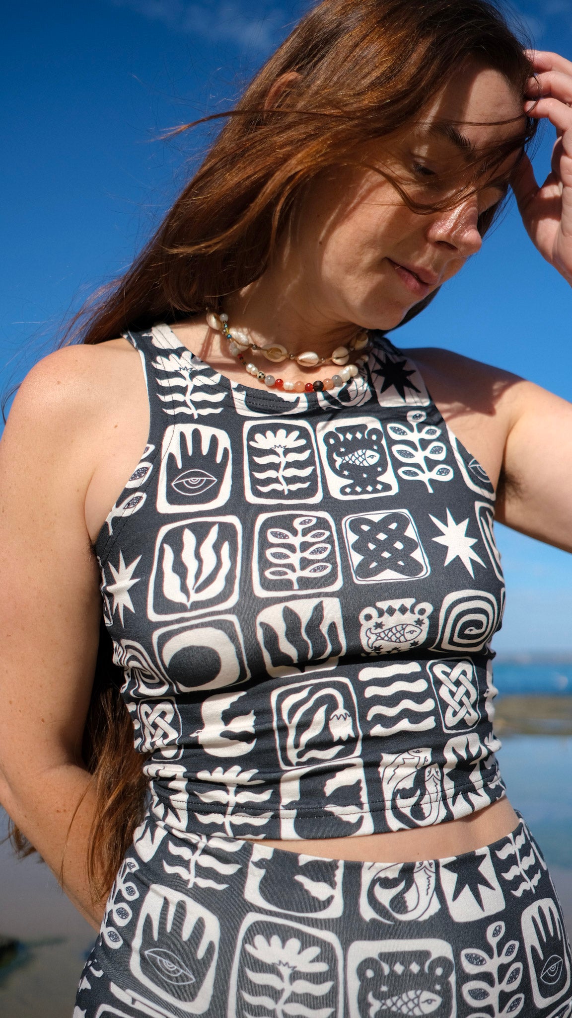Mini Singlet - Charcoal Tiles
