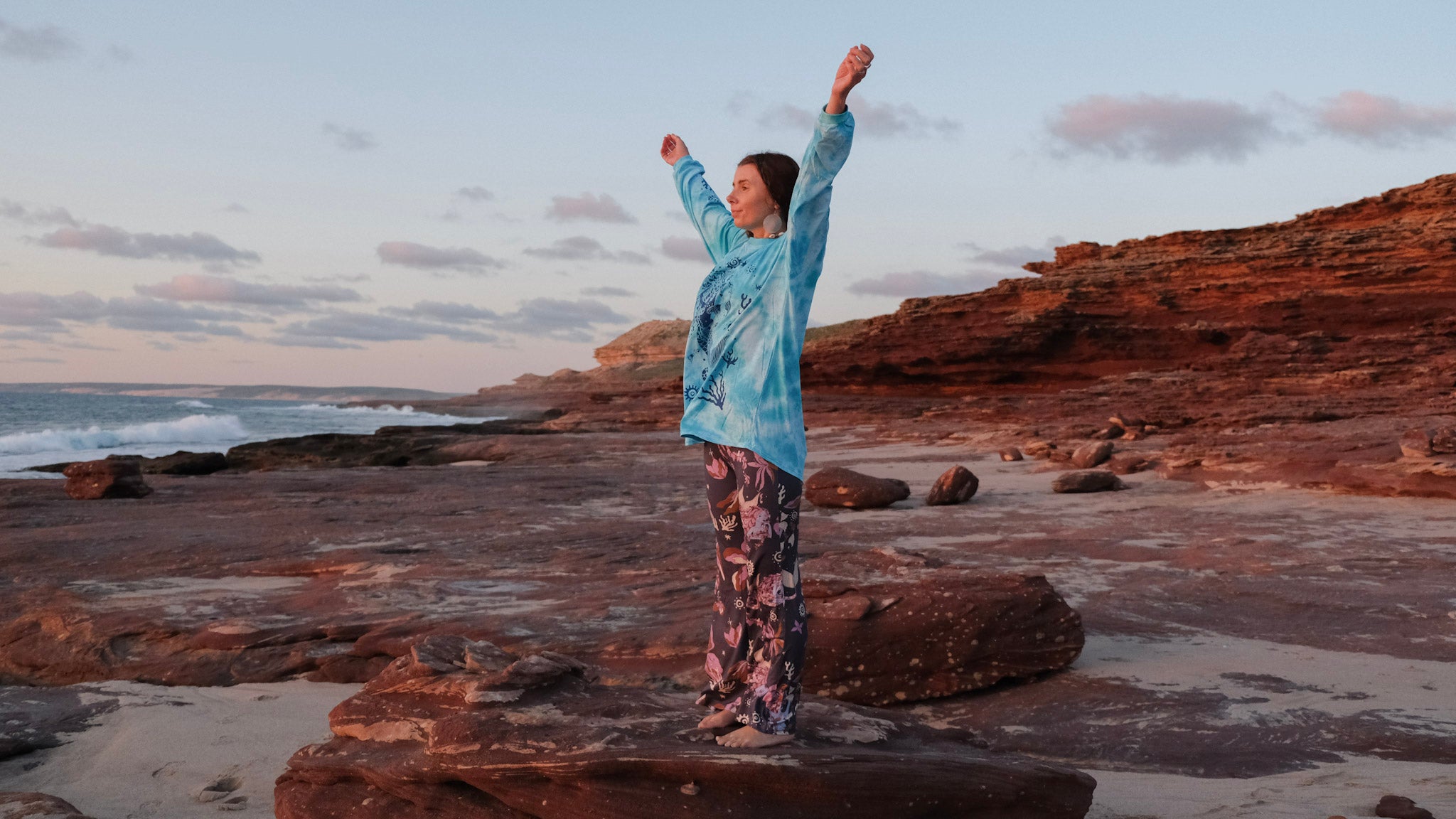 Celtic Mermaid Long Sleeve T-shirt - Blue Tie Dye