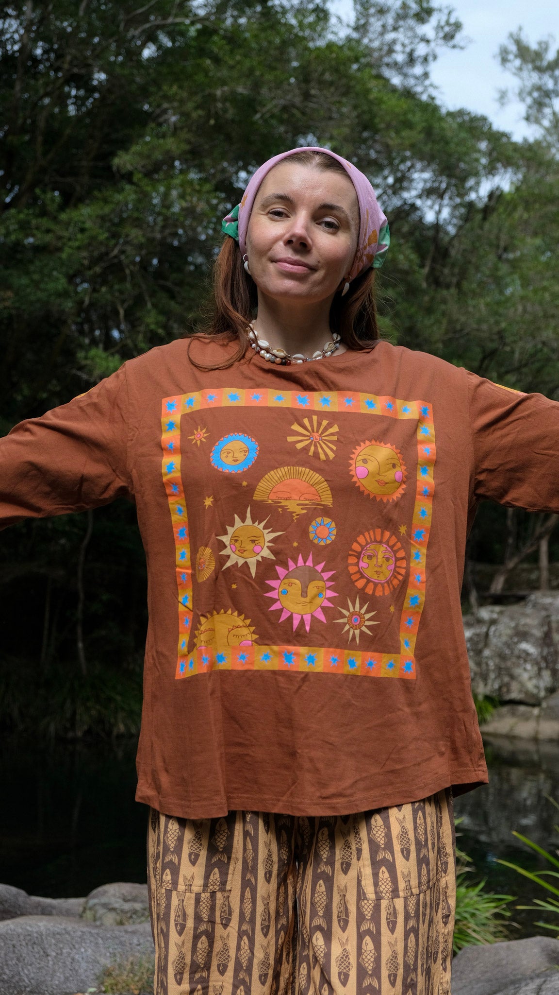 Sun Long Sleeve T-shirt - Brown
