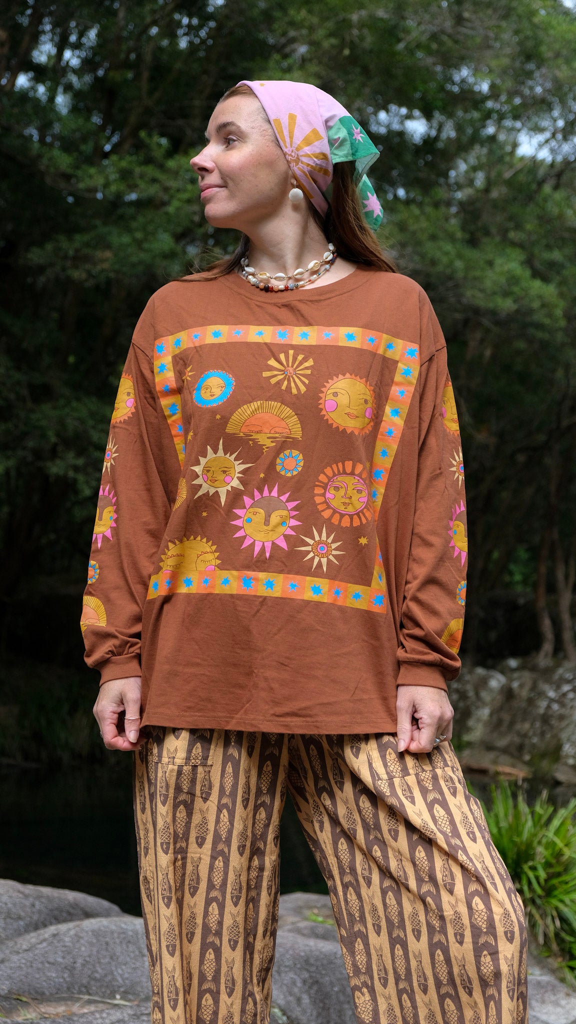 Sun Long Sleeve T-shirt - Brown
