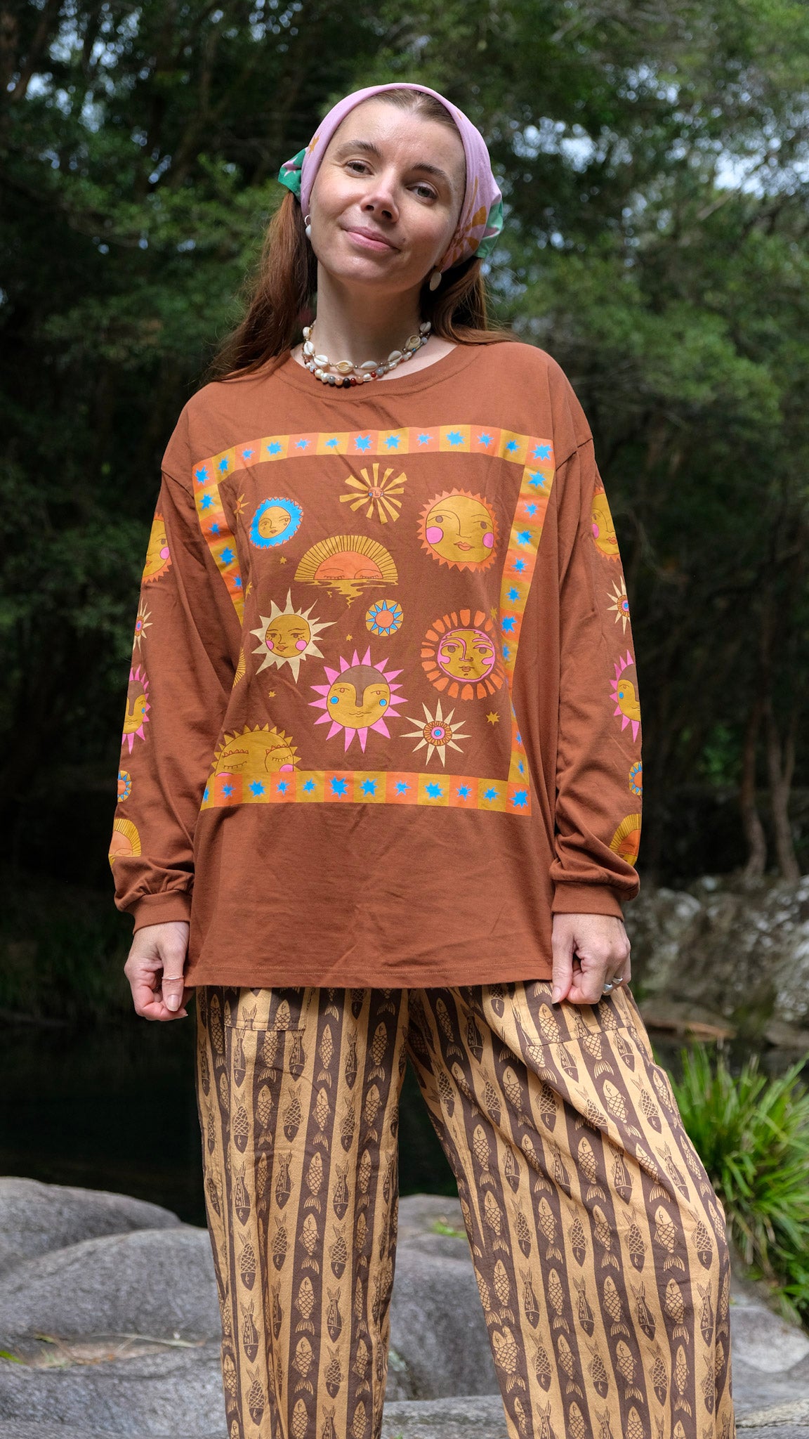 Sun Long Sleeve T-shirt - Brown