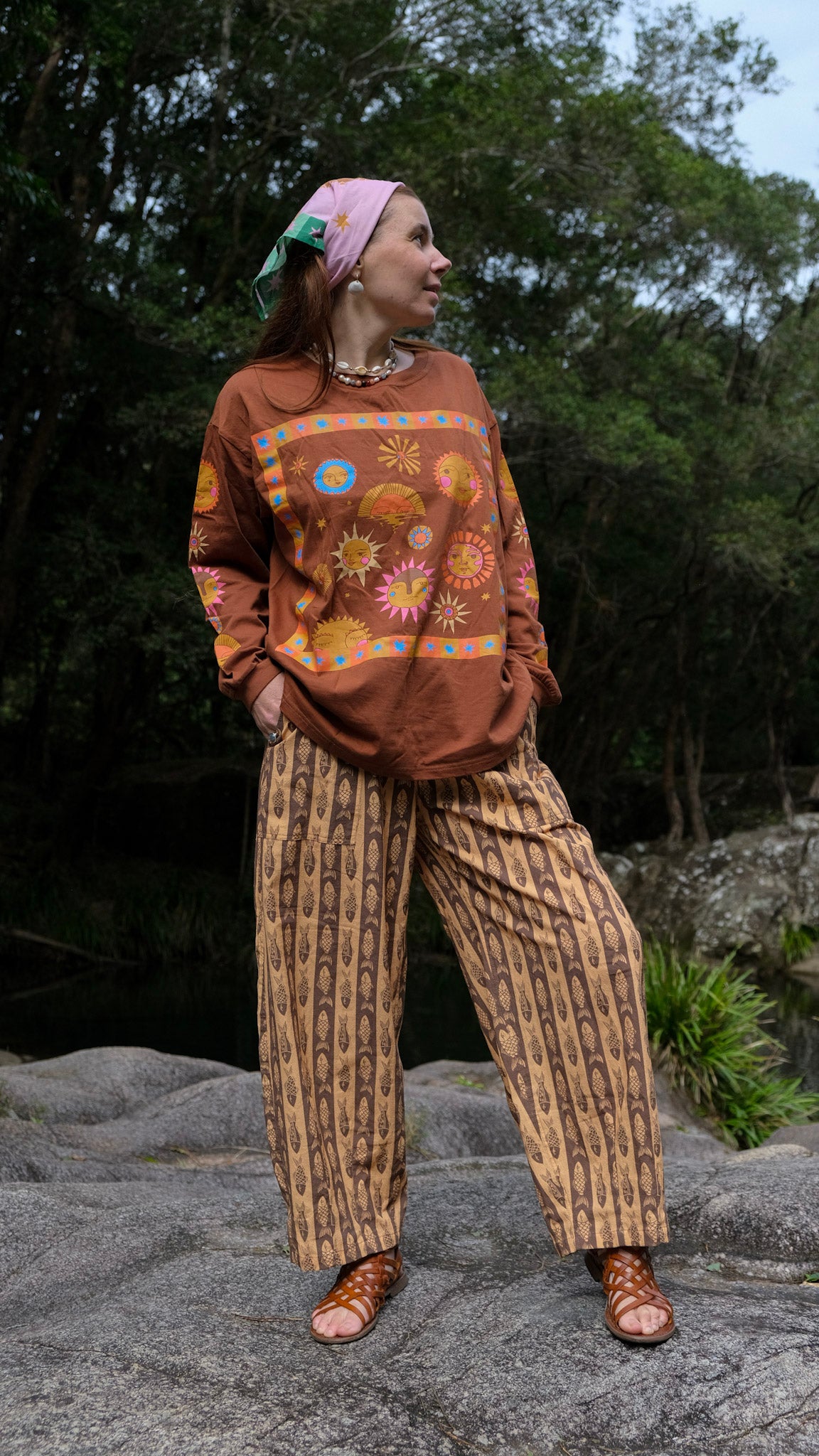 Sun Long Sleeve T-shirt - Brown