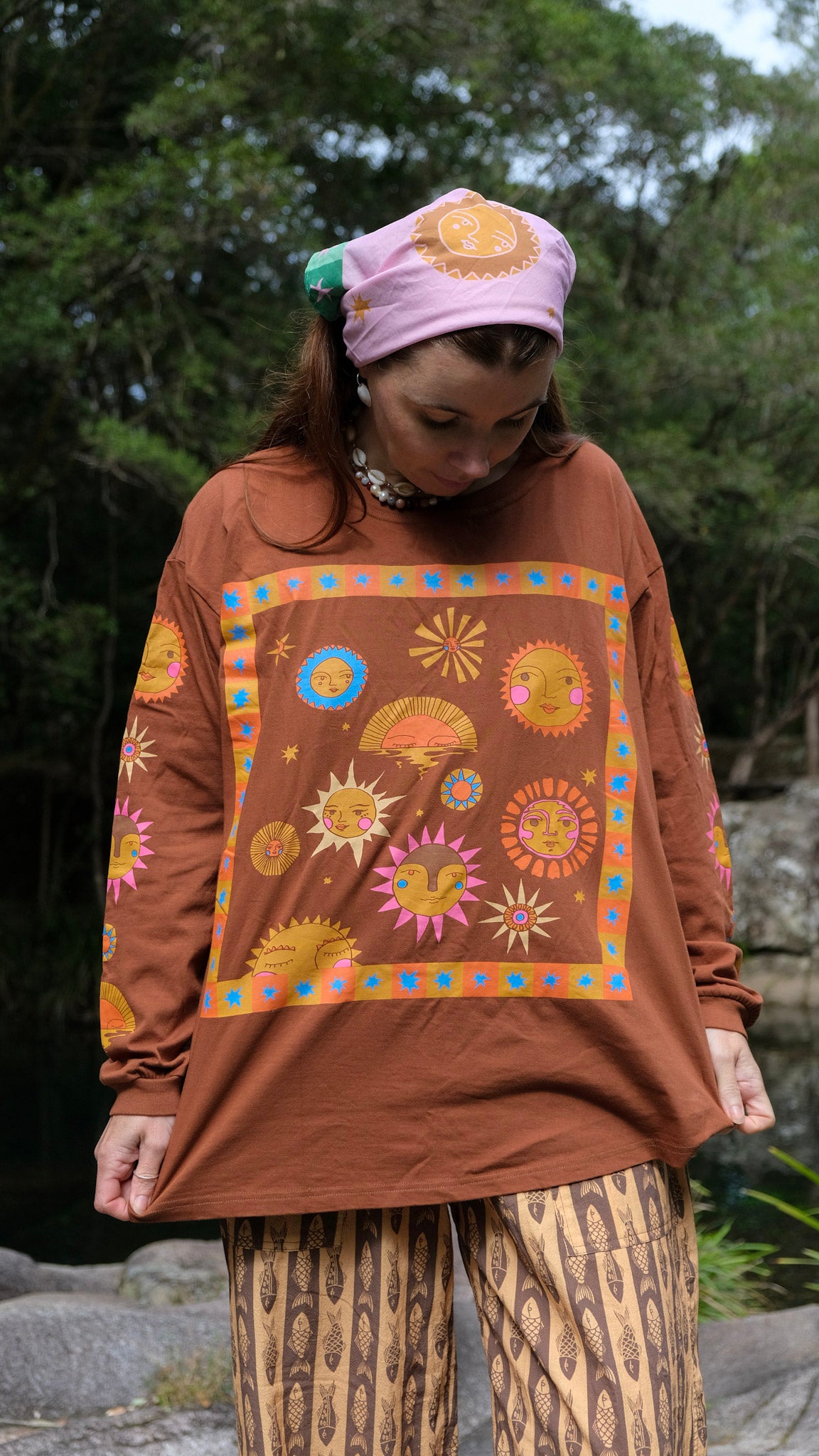 Sun Long Sleeve T-shirt - Brown