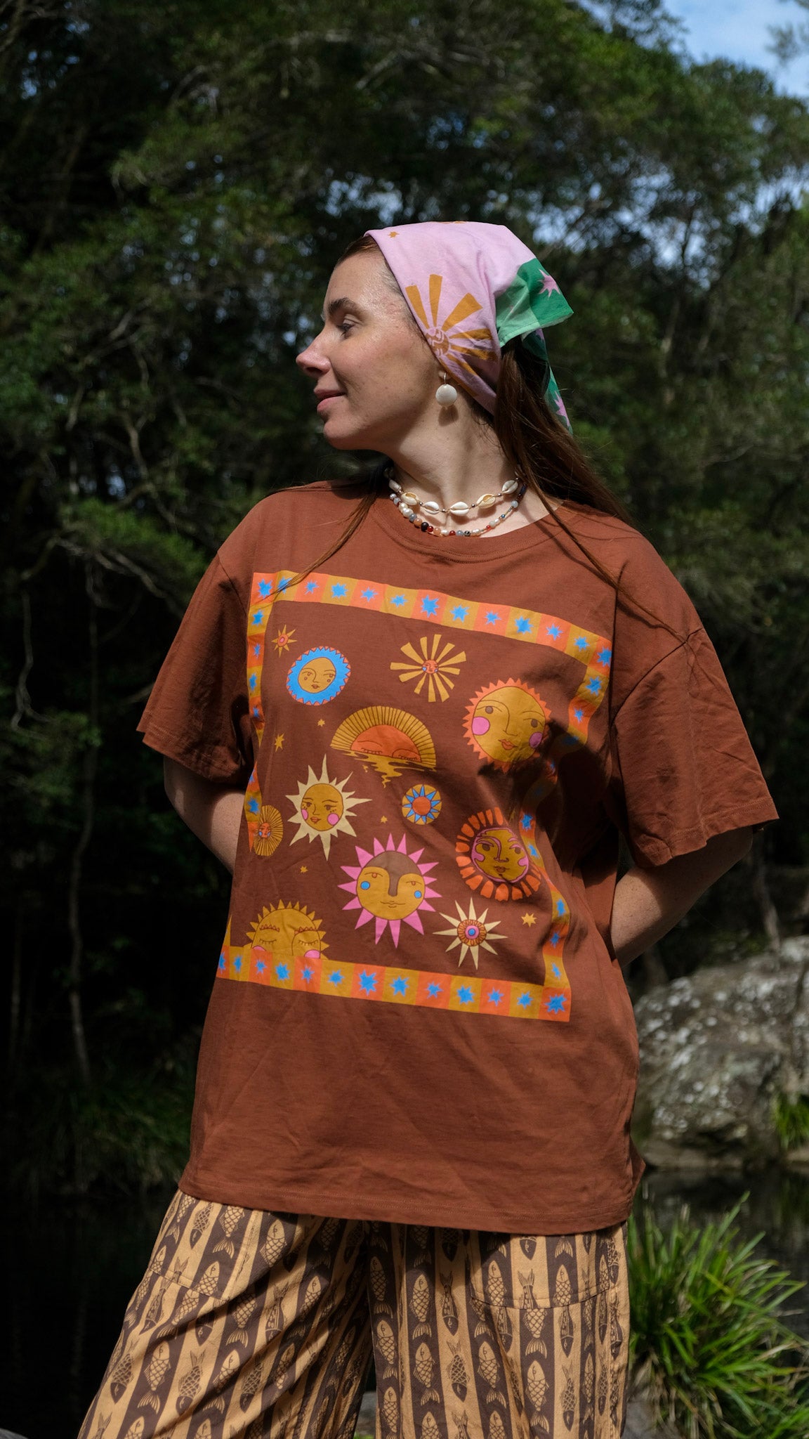 Sun Oversized T-shirt - Brown