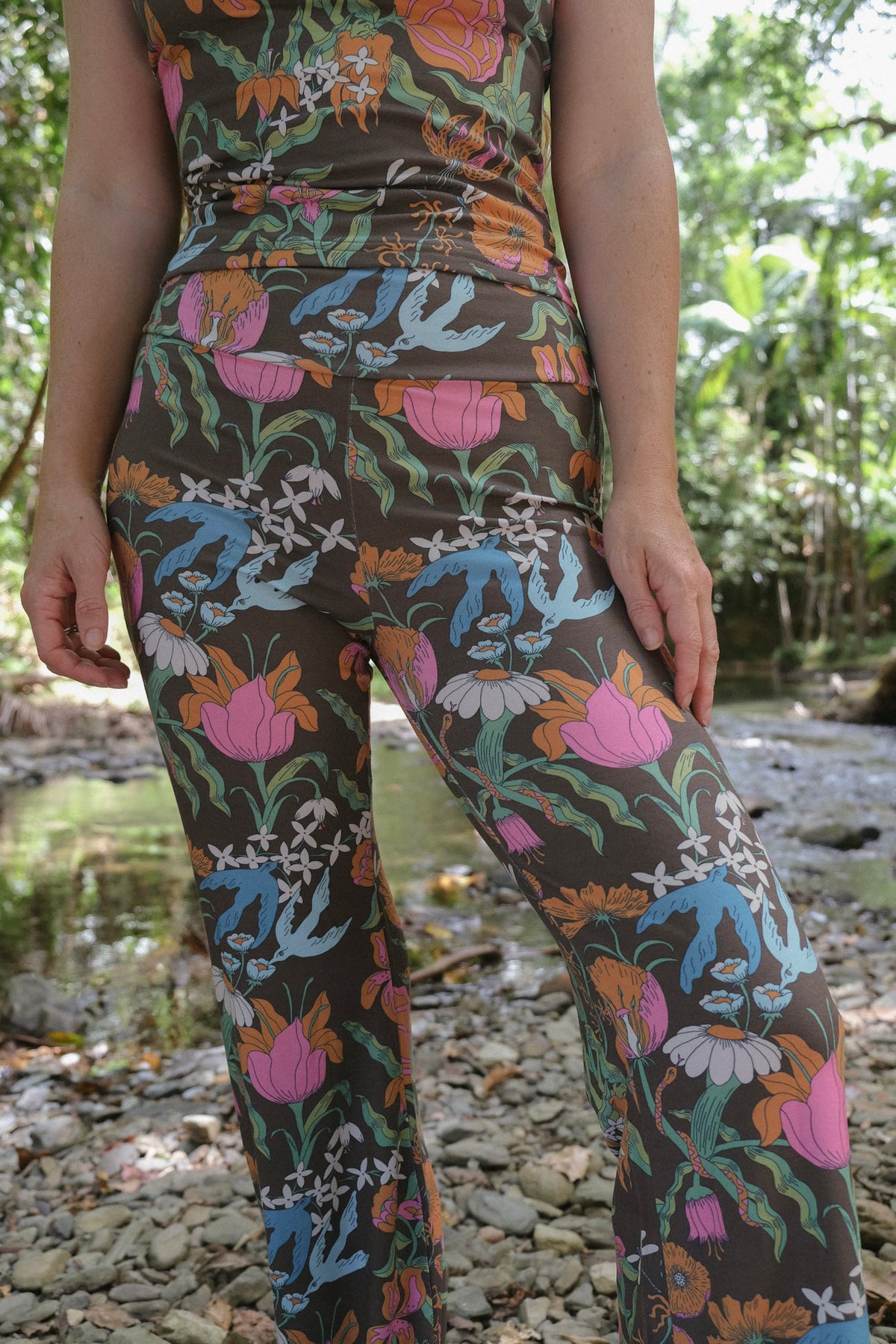 Long Flares Witch's Garden Chocolate Brown Moonface Clothing