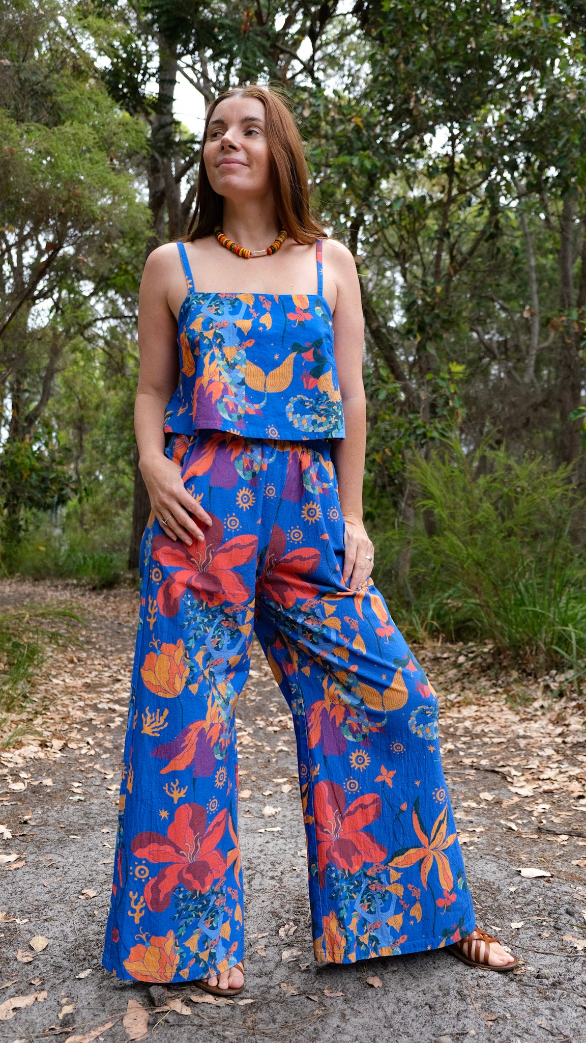 LONG Wide Leg Palazzo Pants - Mermaids Cobalt Blue