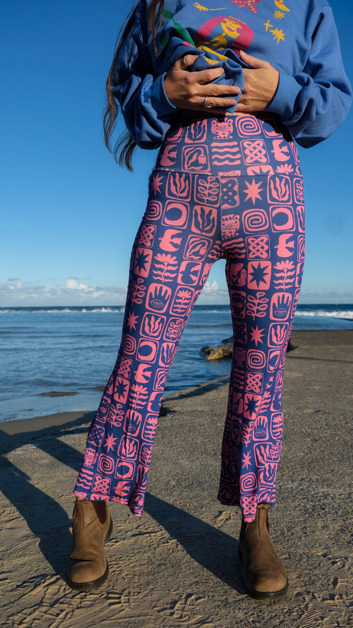 Cropped Flares - Cobalt Pink Tiles