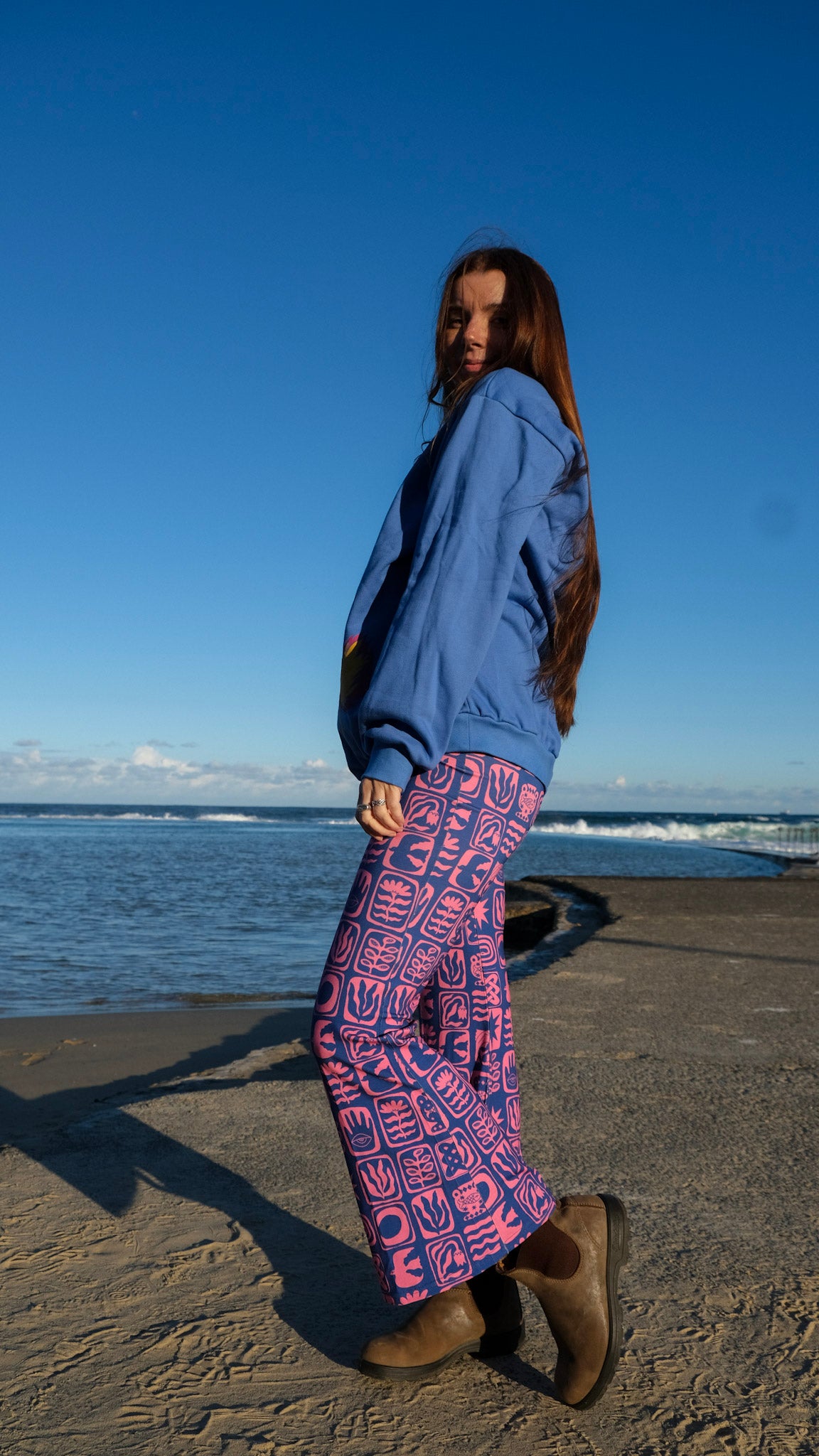 Cropped Flares - Cobalt Pink Tiles