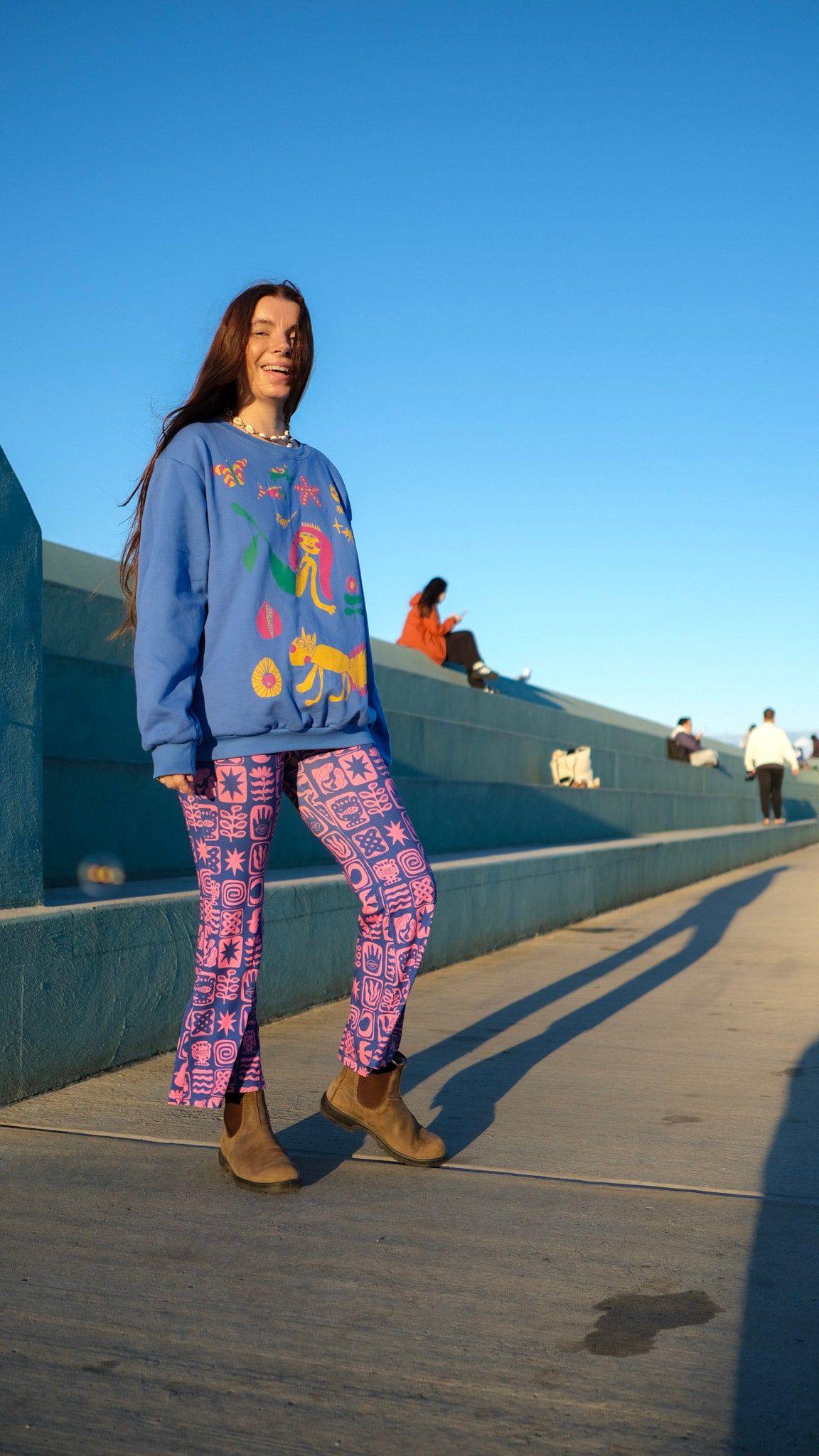 Cropped Flares - Cobalt Pink Tiles