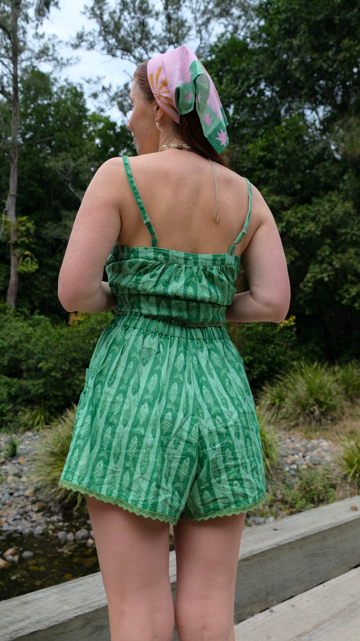 Culottes - Green Fish Stripe