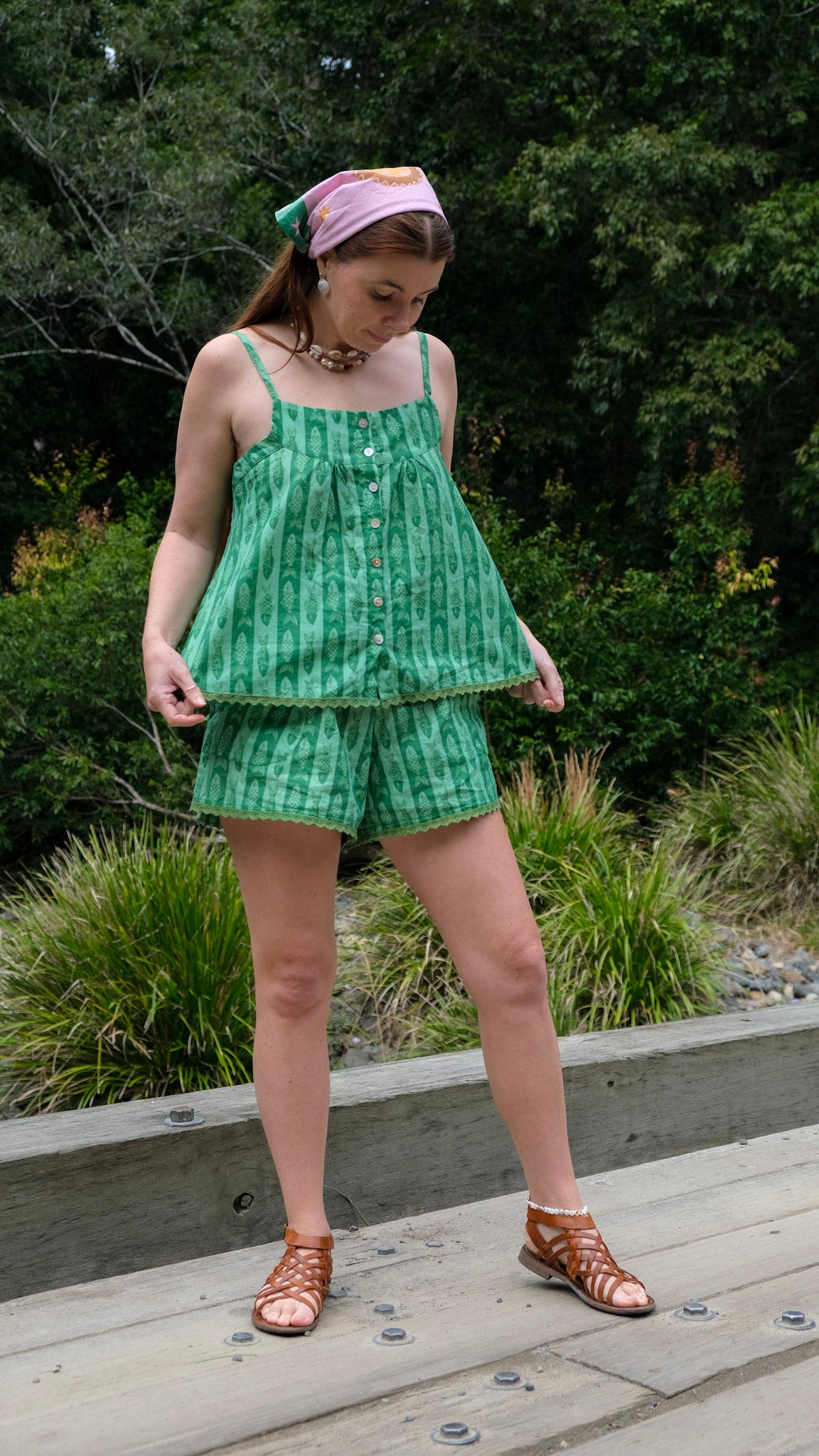 Bonnie Swing Top - Green Fish