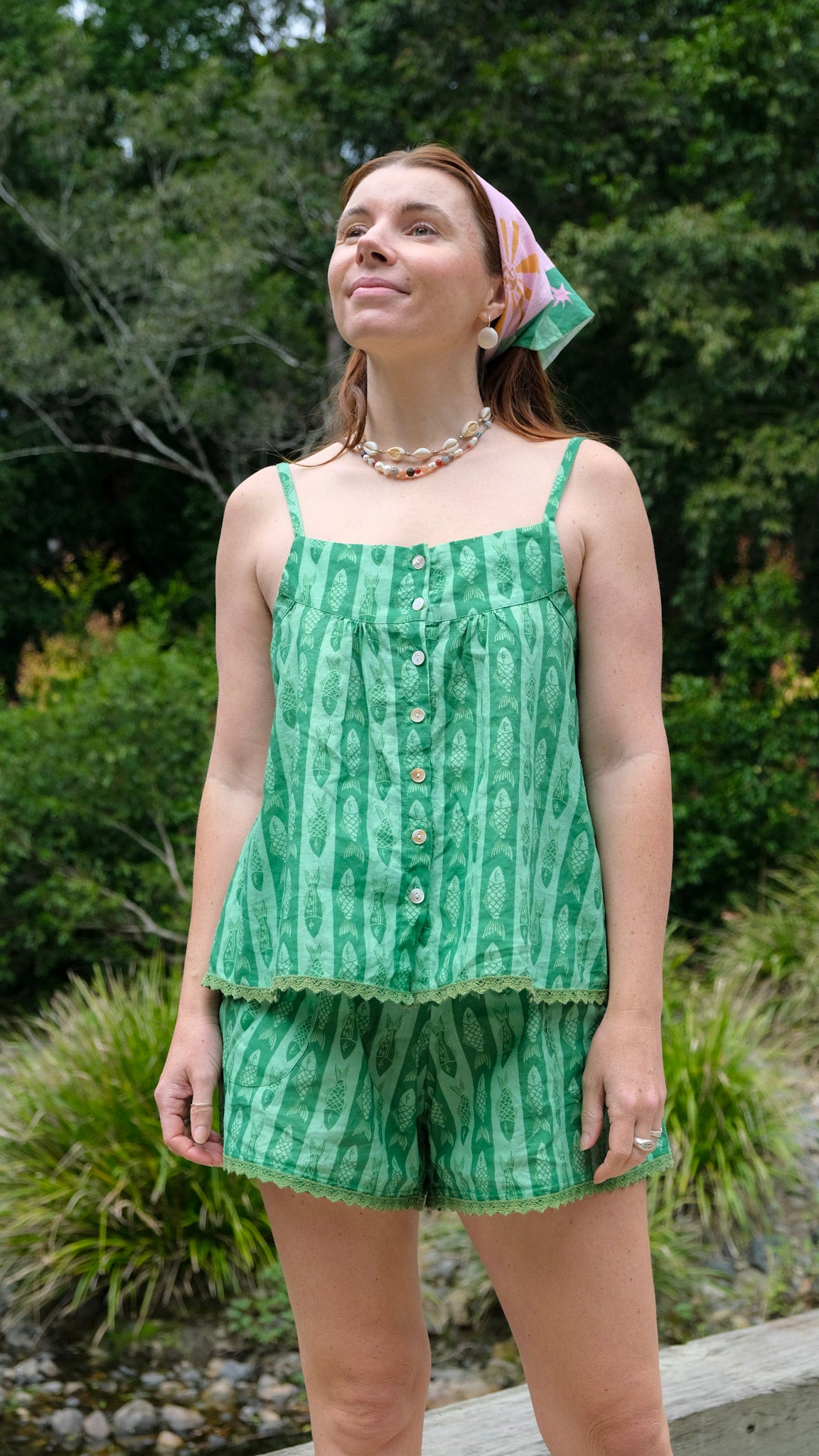 Culottes - Green Fish Stripe