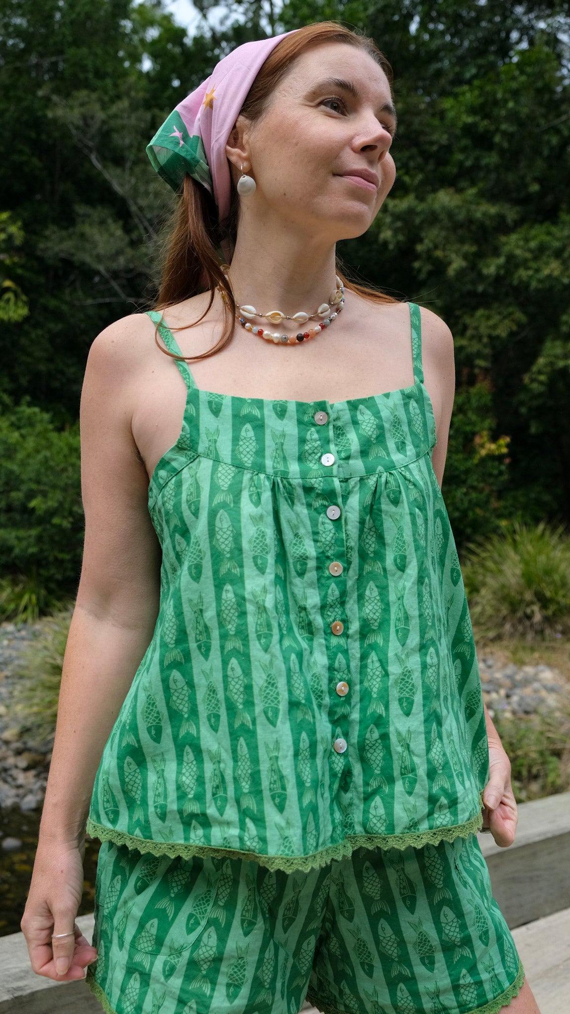 Bonnie Swing Top - Green Fish
