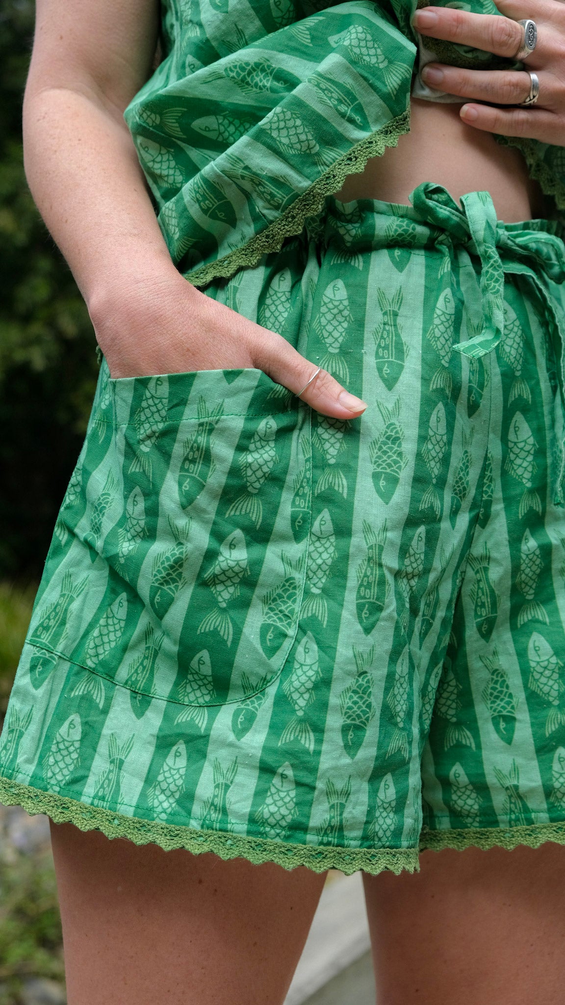 Culottes - Green Fish Stripe