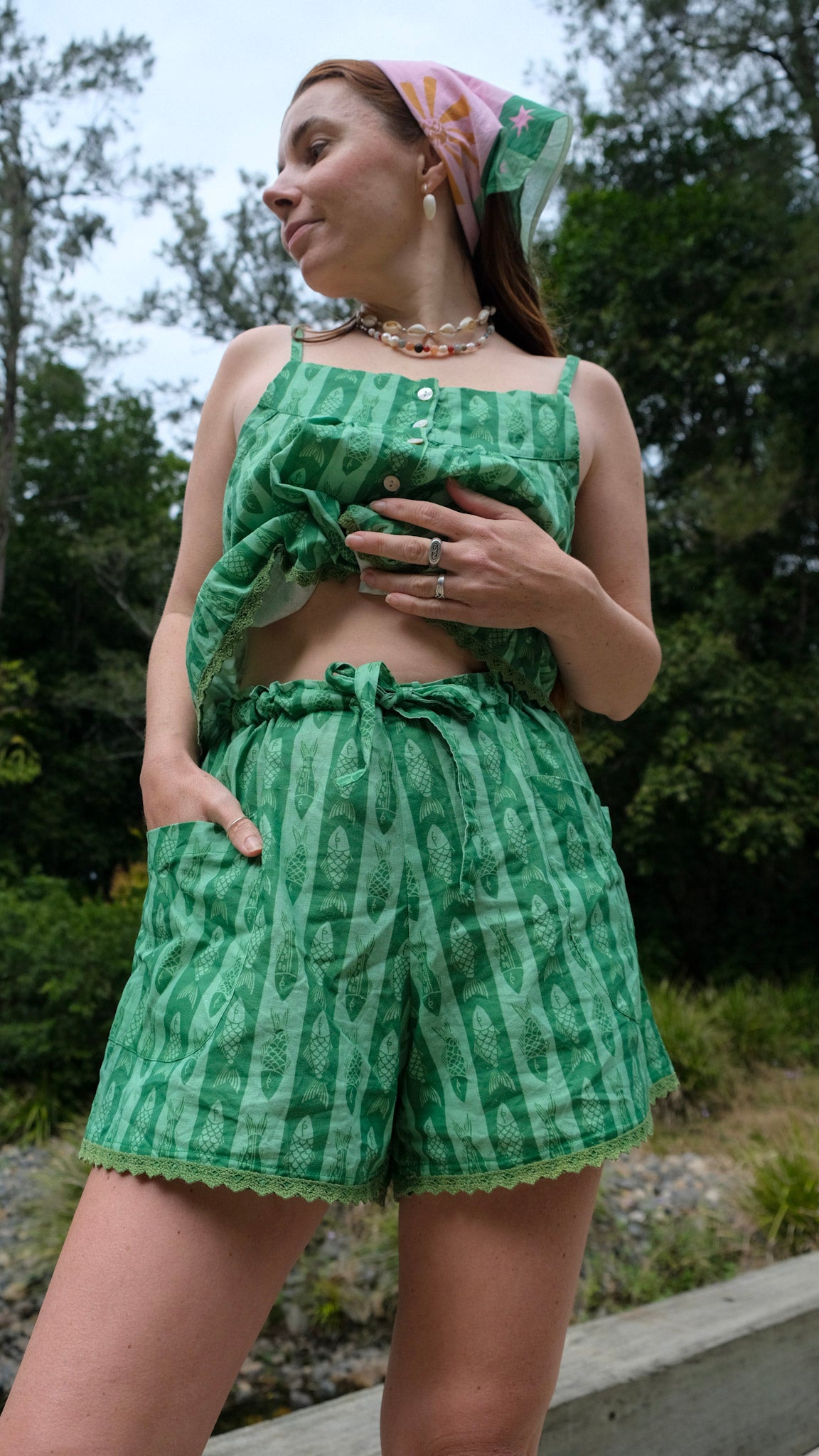 Culottes - Green Fish Stripe
