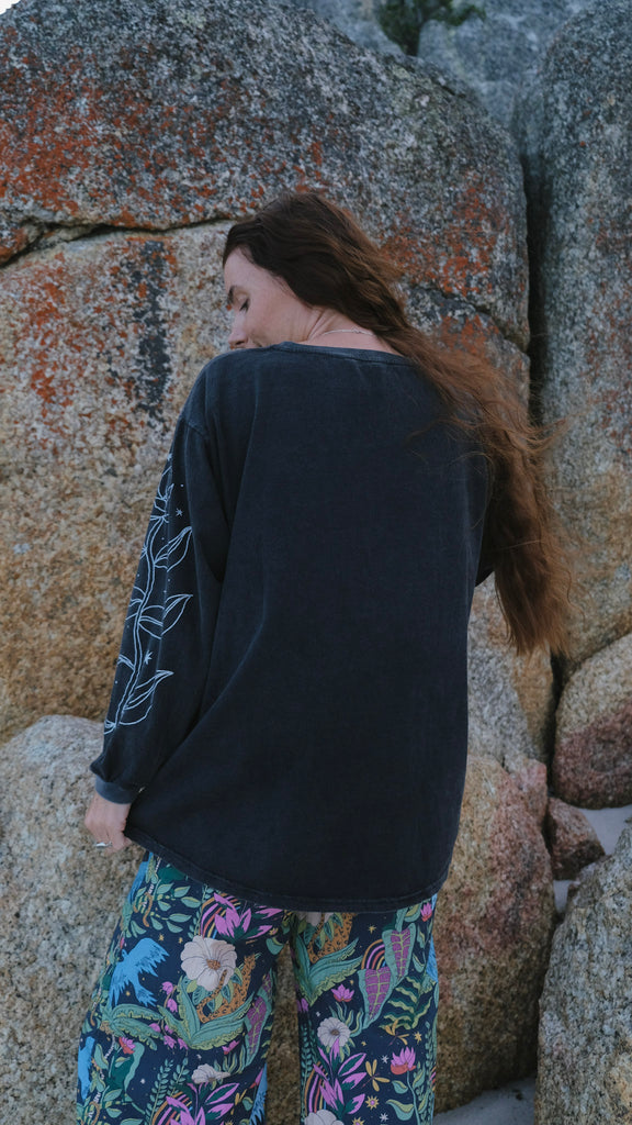 Guardians Long Sleeve T-shirt - Black Stonewash