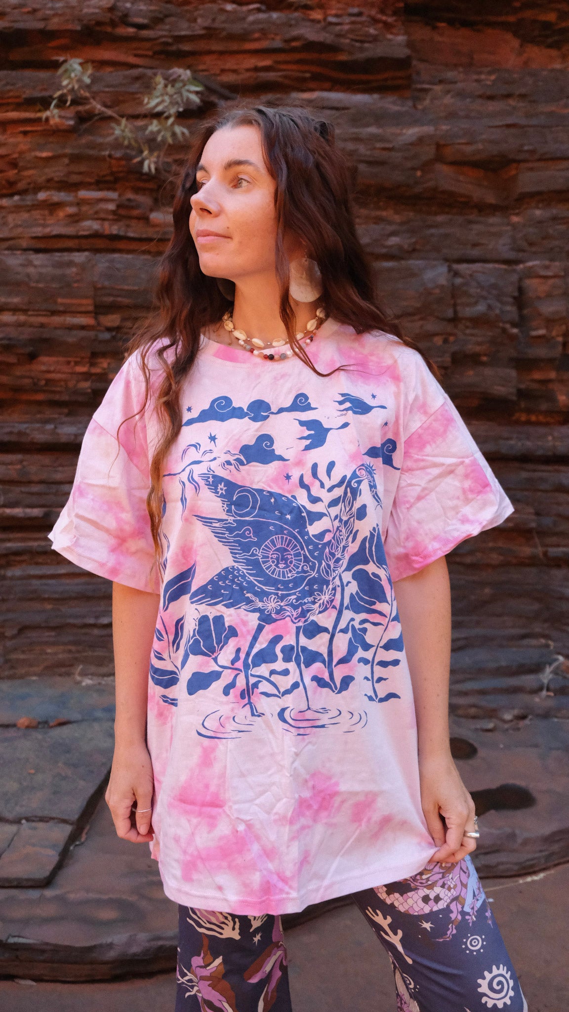 The Crane T-shirt - Tie Dye Pink
