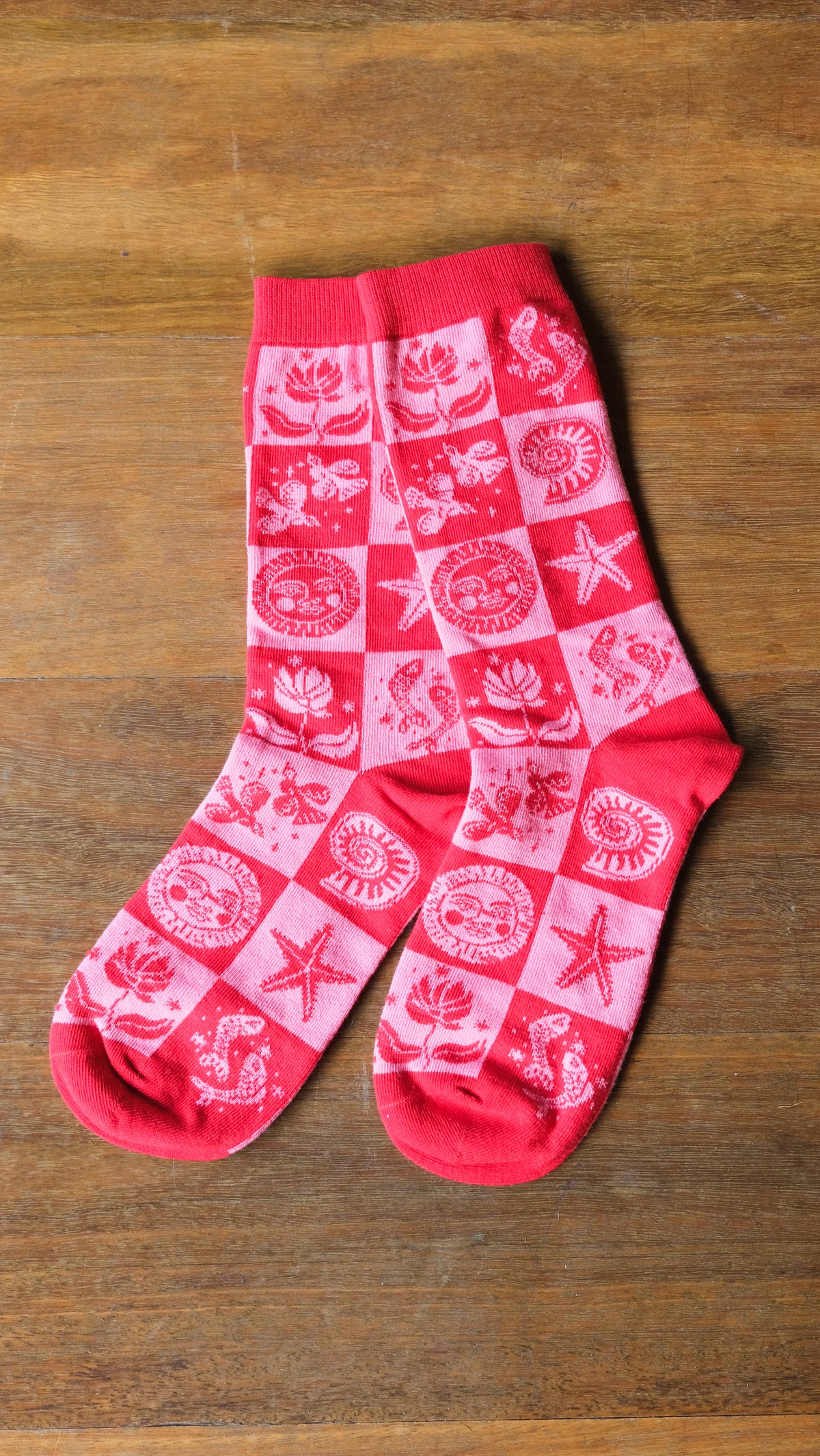 Mosaic Socks - Pink and Red