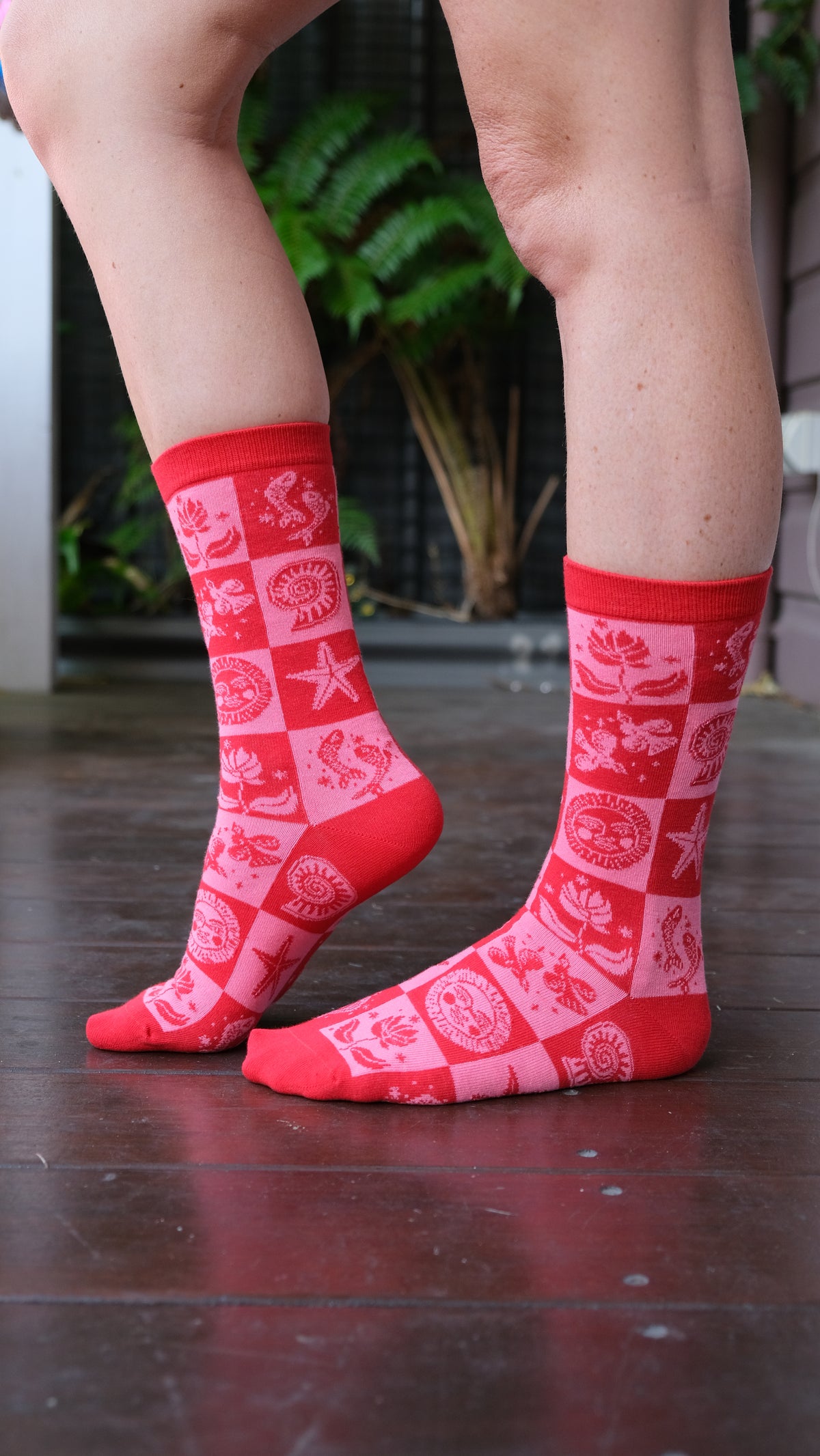 Mosaic Socks - Pink and Red