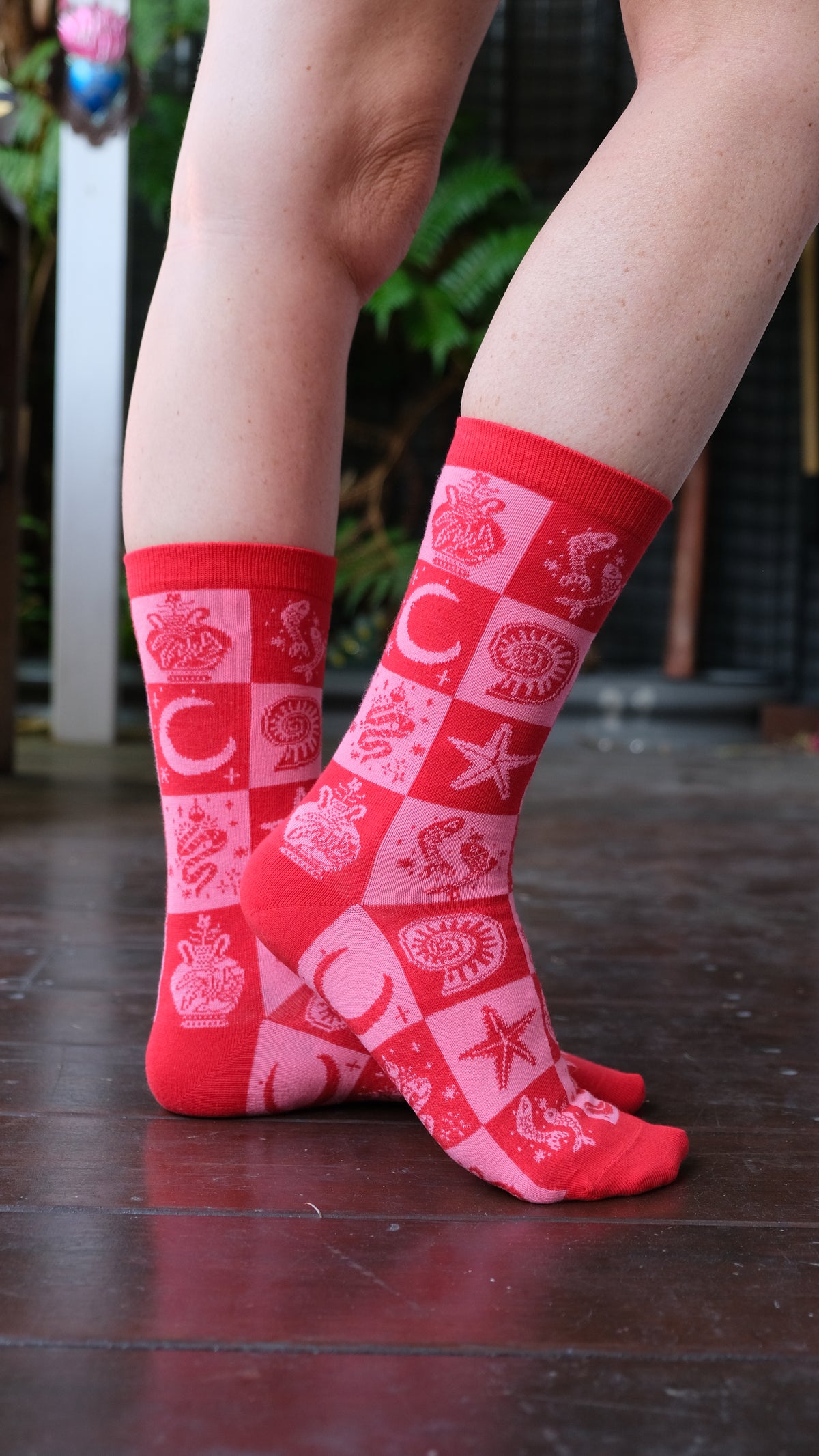 Mosaic Socks - Pink and Red