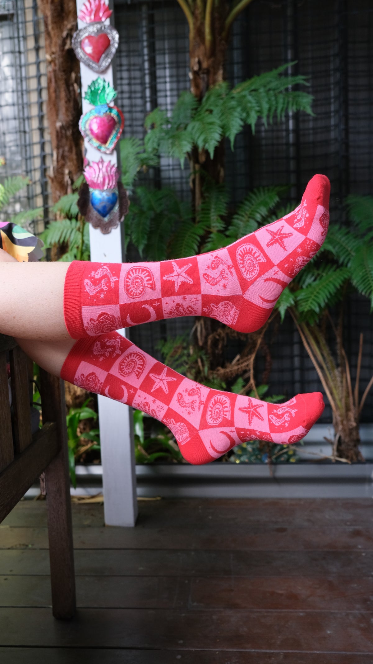 Mosaic Socks - Pink and Red