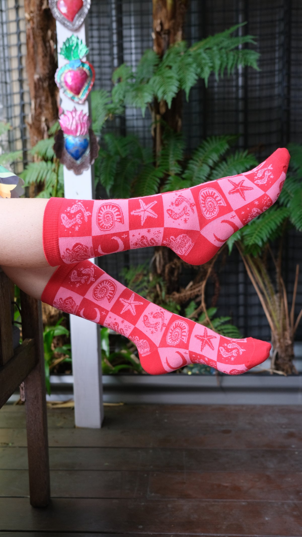 Mosaic Socks - Pink and Red