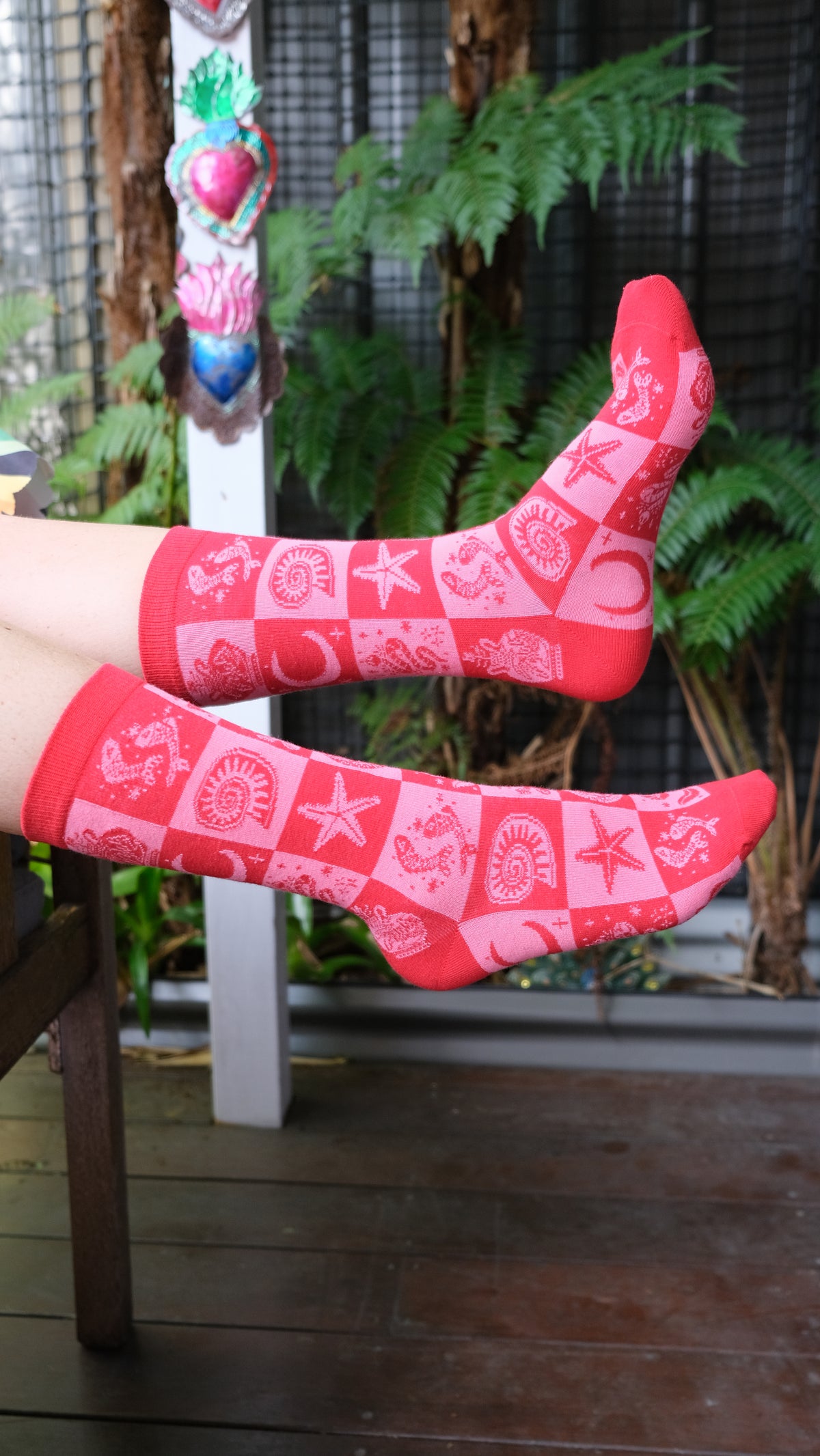Mosaic Socks - Pink and Red