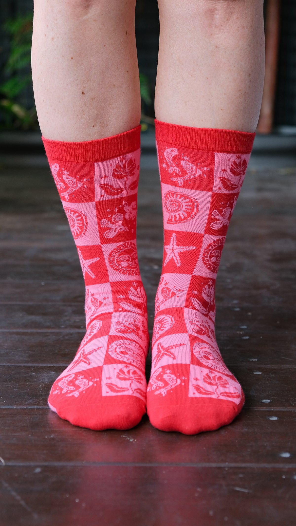 Mosaic Socks - Pink and Red