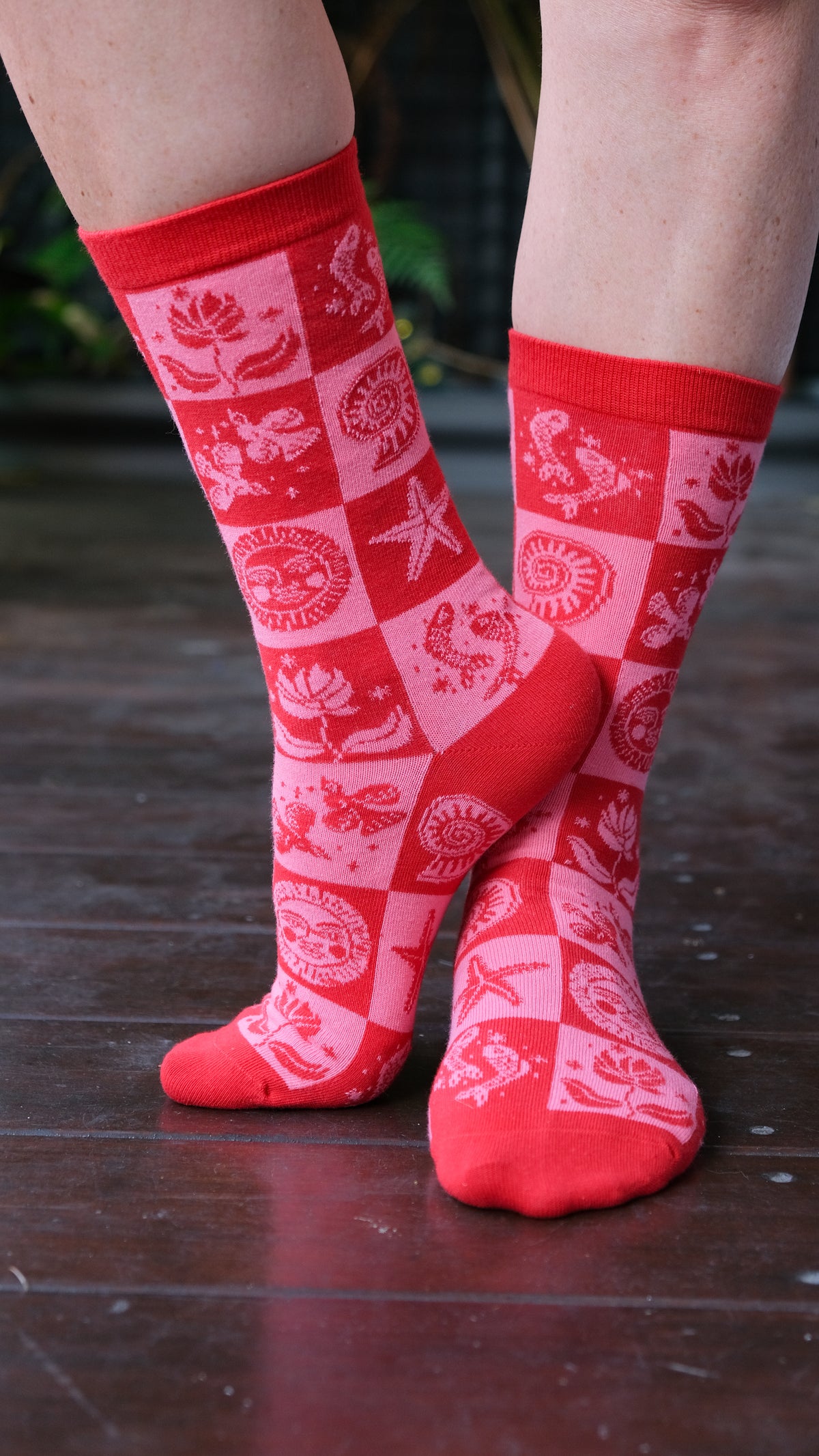 Mosaic Socks - Pink and Red