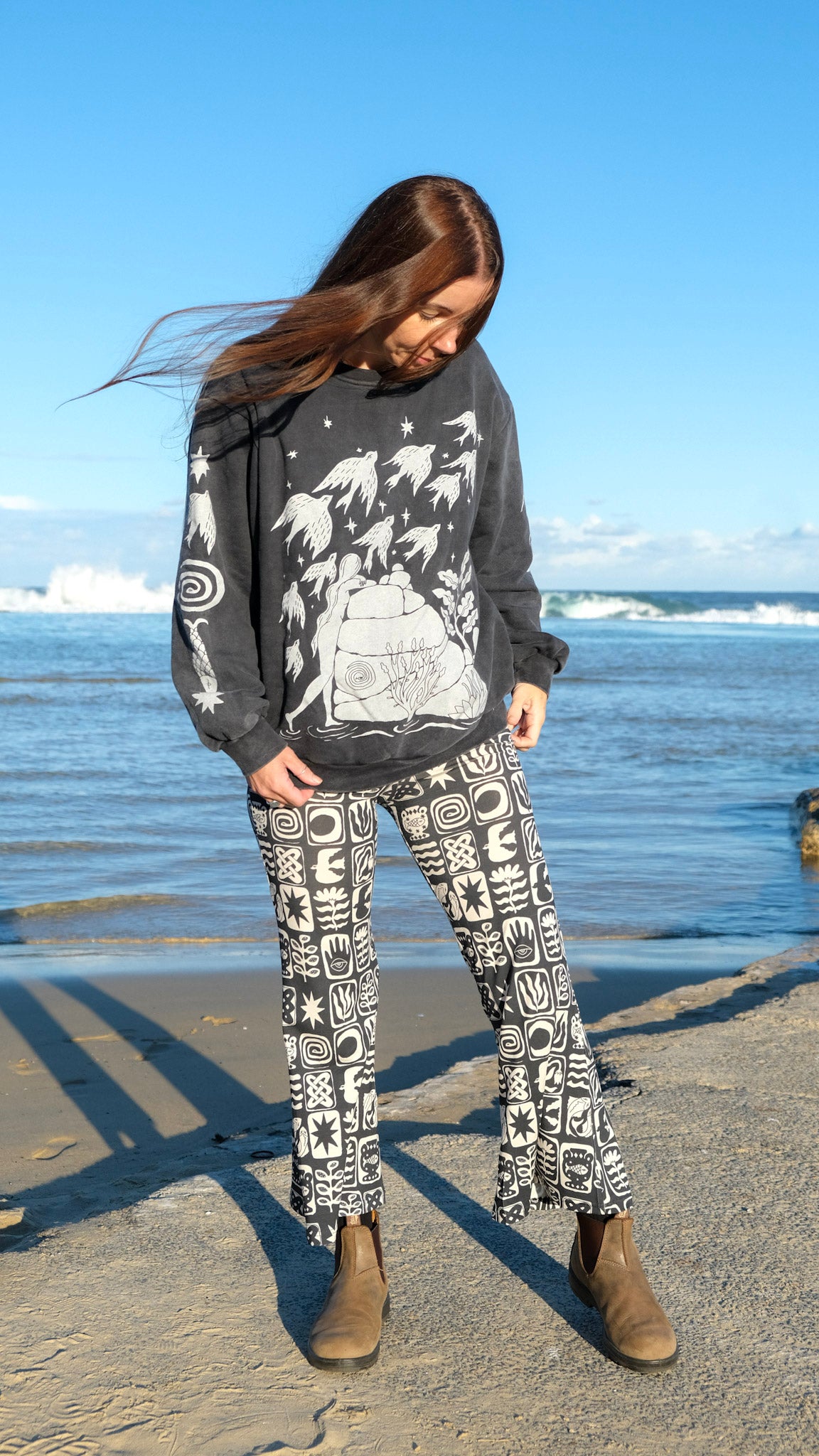 Cropped Flares - Charcoal Tiles