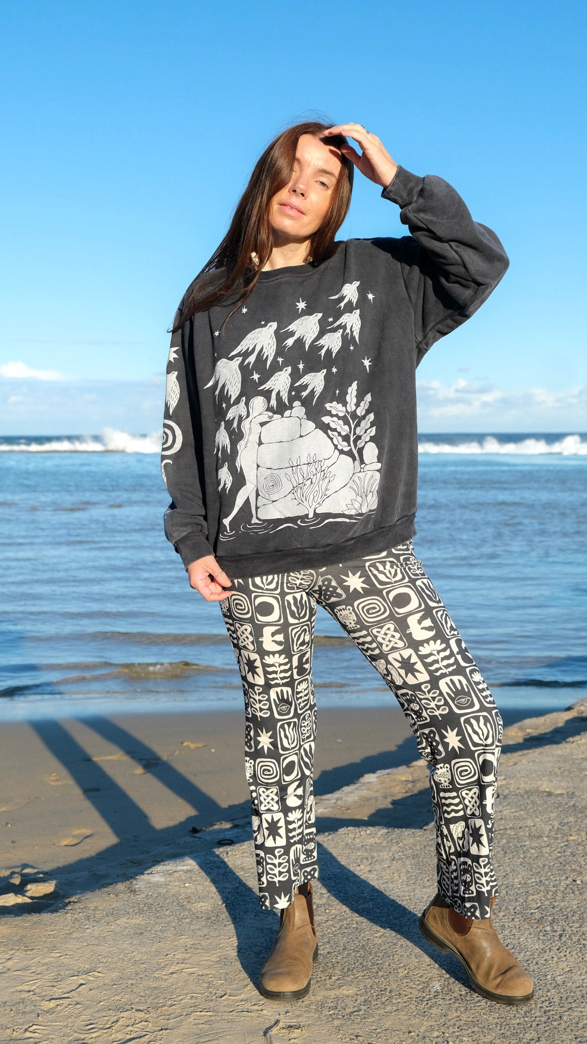 Cropped Flares - Charcoal Tiles