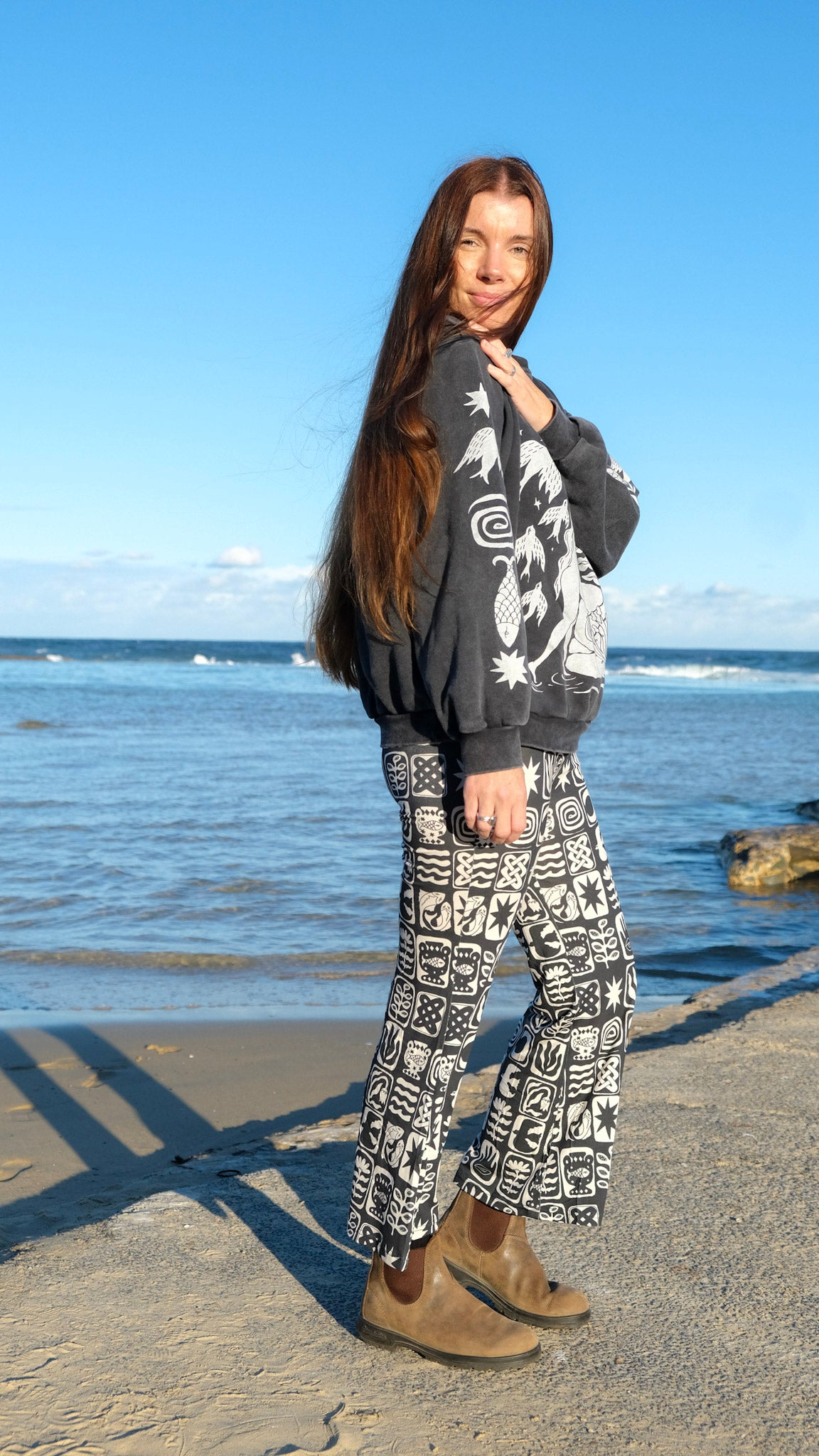 Cropped Flares - Charcoal Tiles