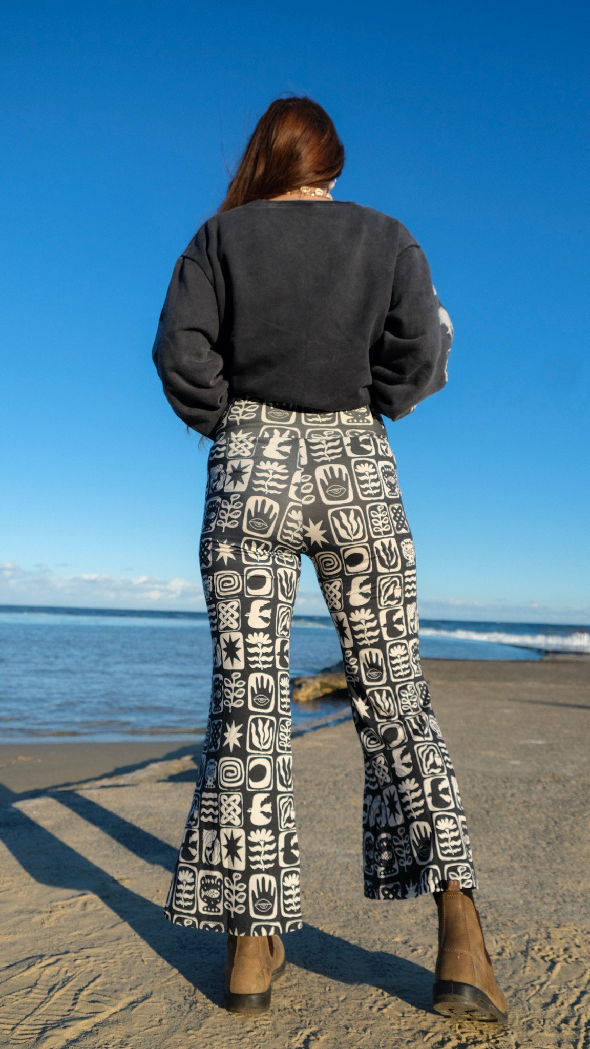 Cropped Flares - Charcoal Tiles